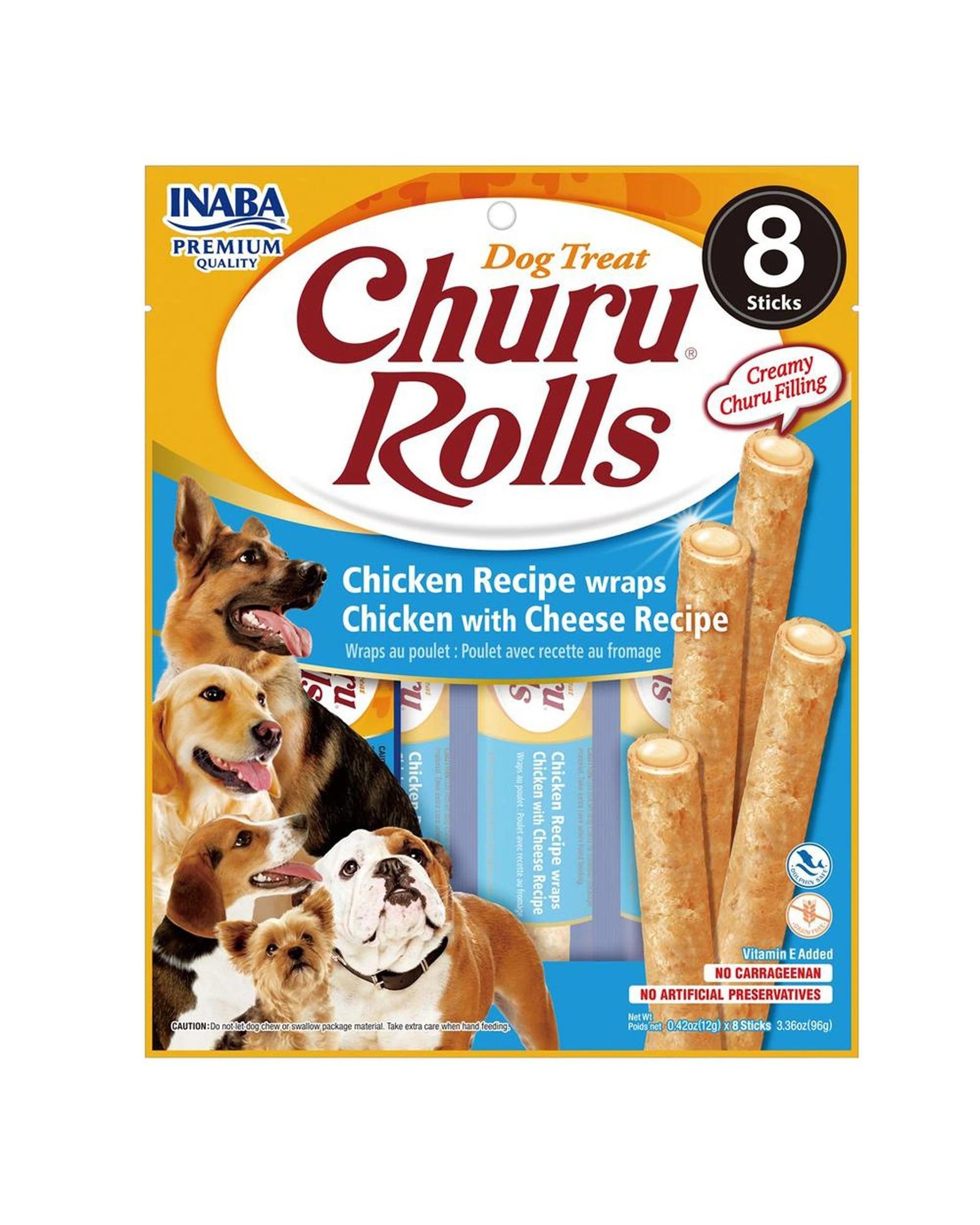 1 Inaba Churu Rolls Dog Treat Chicken w/ Cheese 6 x 96g, 1 of 2