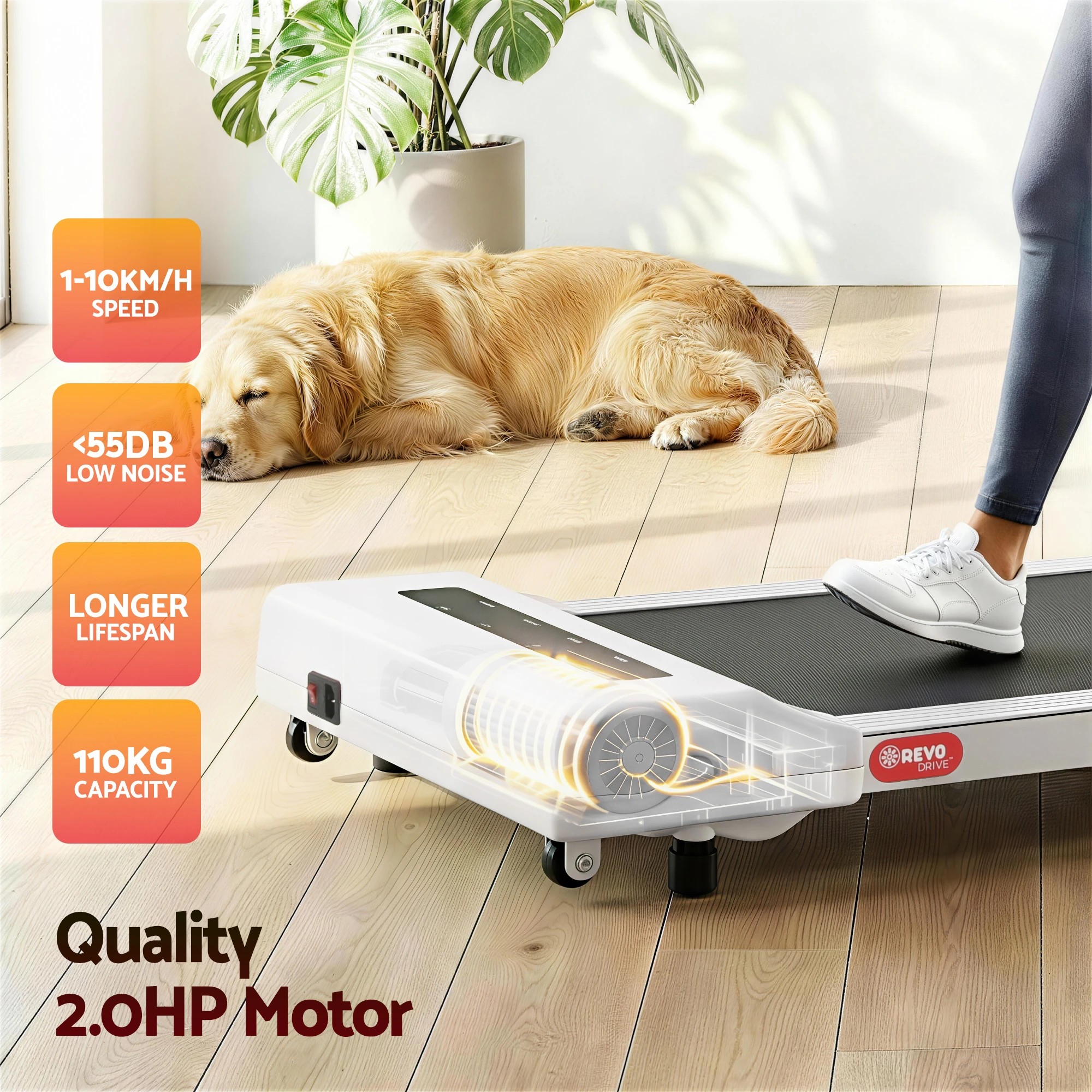 6 Everfit Treadmill Electric Walking Pad Under Desk Home Gym Fitness 360mm - White, 6 of 7