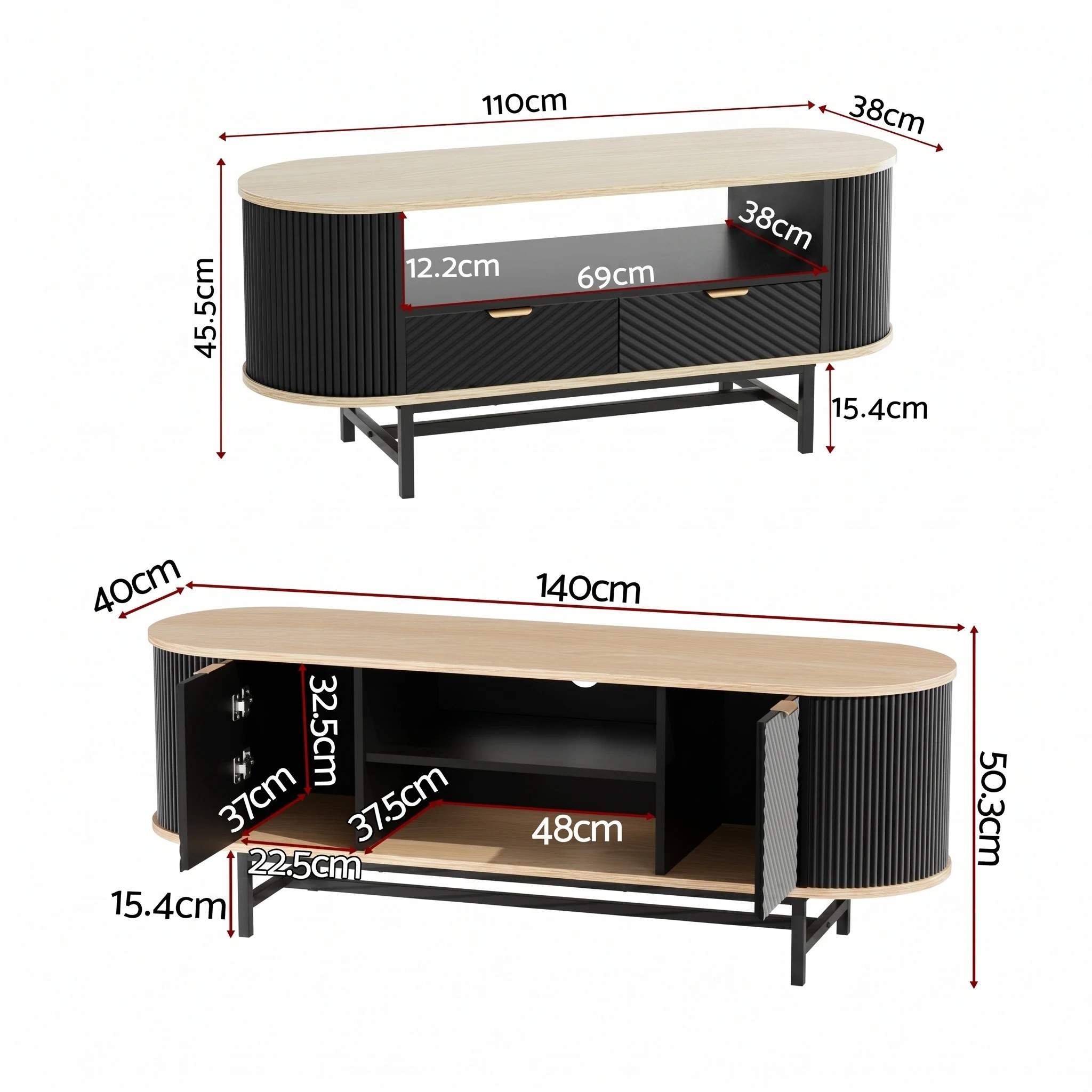 3 Artiss TV Unit & Coffee Table Set Storage Drawers Shelves - Multi, 3 of 9