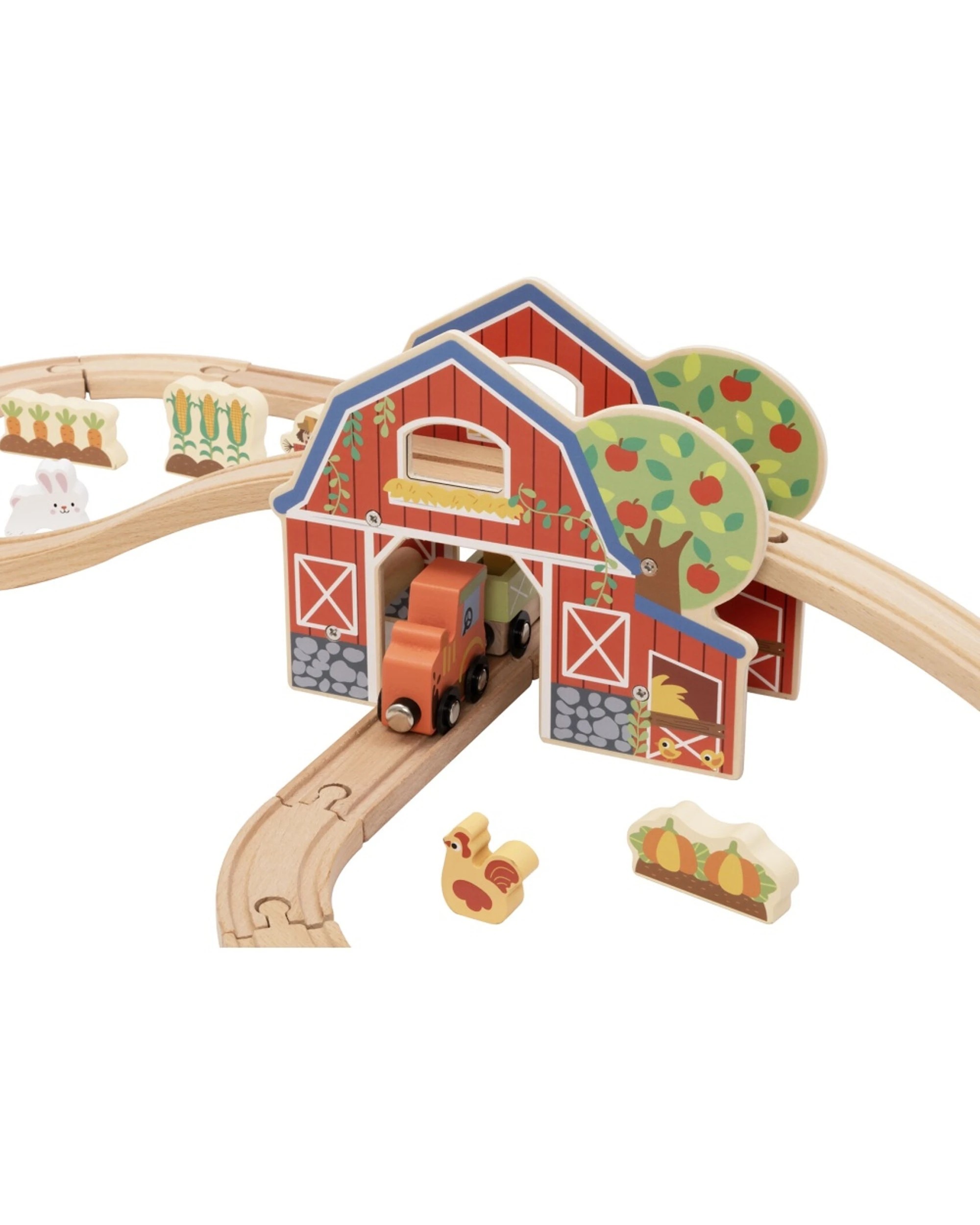 5 Tooky Toy Kids Children Wooden Farm Train and Animals Playset - Multi, 5 of 7
