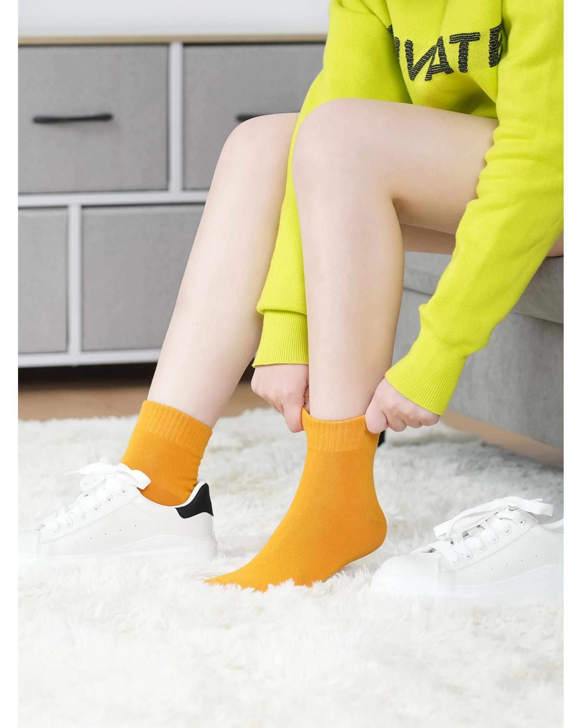 4 Advwin Medium Unisex Yellow Casual Comfy Ankle Socks YELLOW, 4 of 5