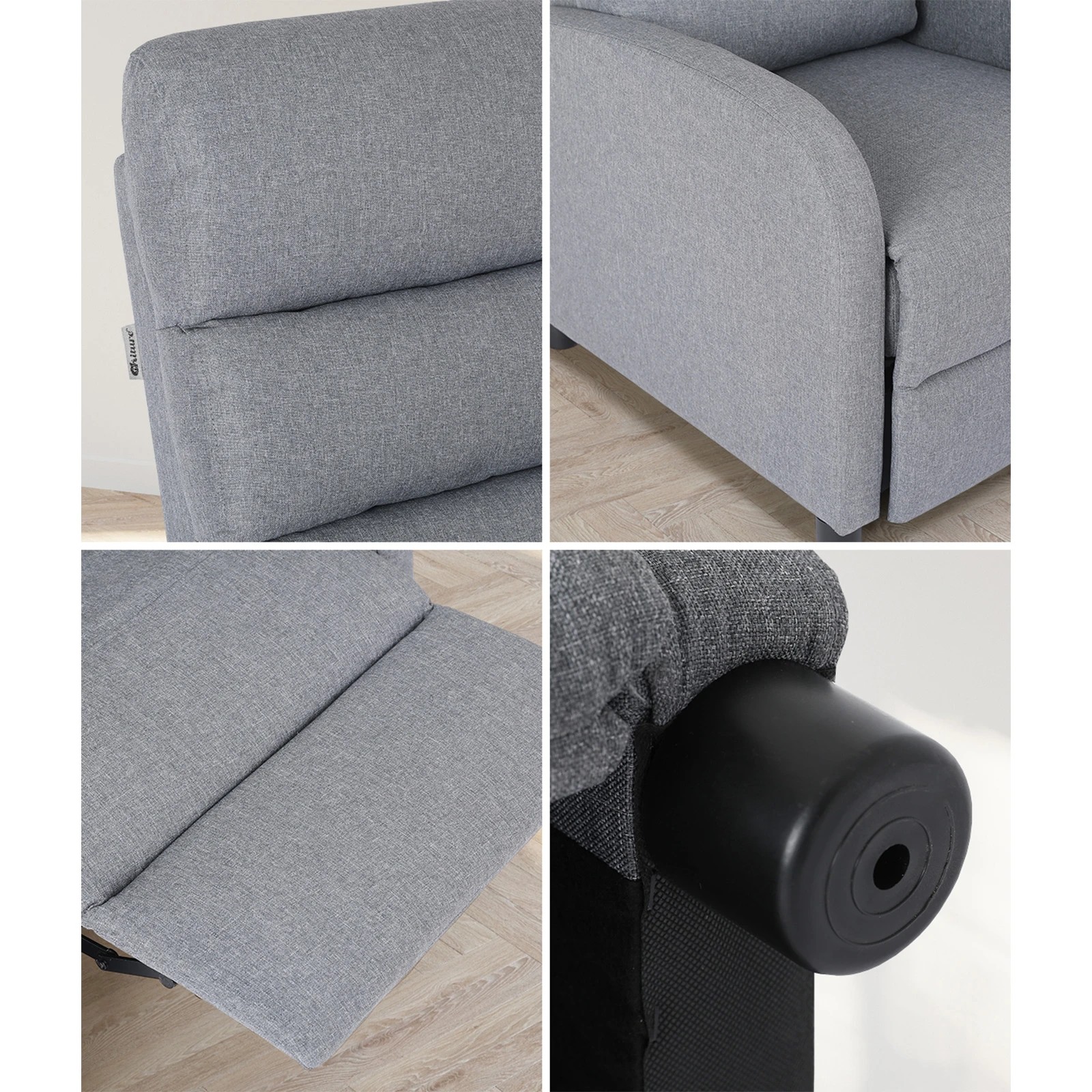 4 Oikiture Recliner Chair Sofa Polyester
 - Grey, 4 of 7