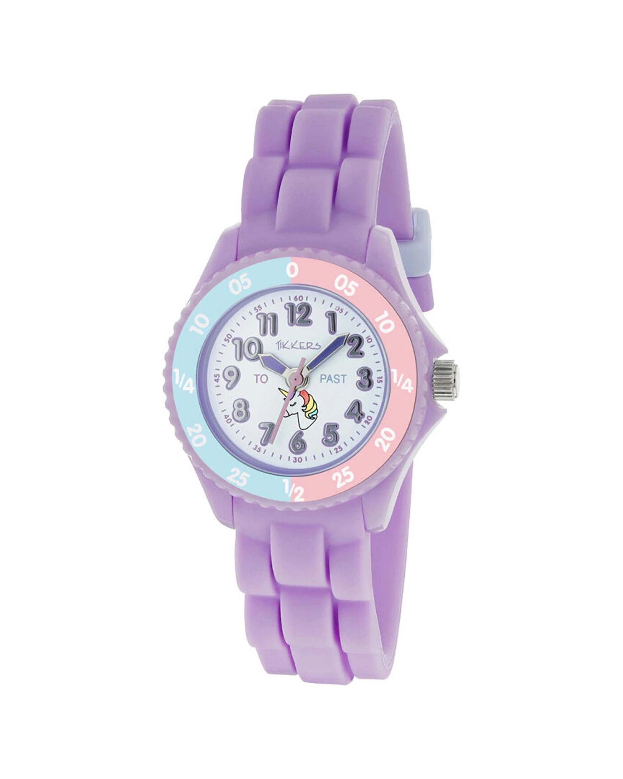 1 Tikkers Time Teacher Watch Two Tone Dial With Silicone Straps Light - Purple, 1 of 1