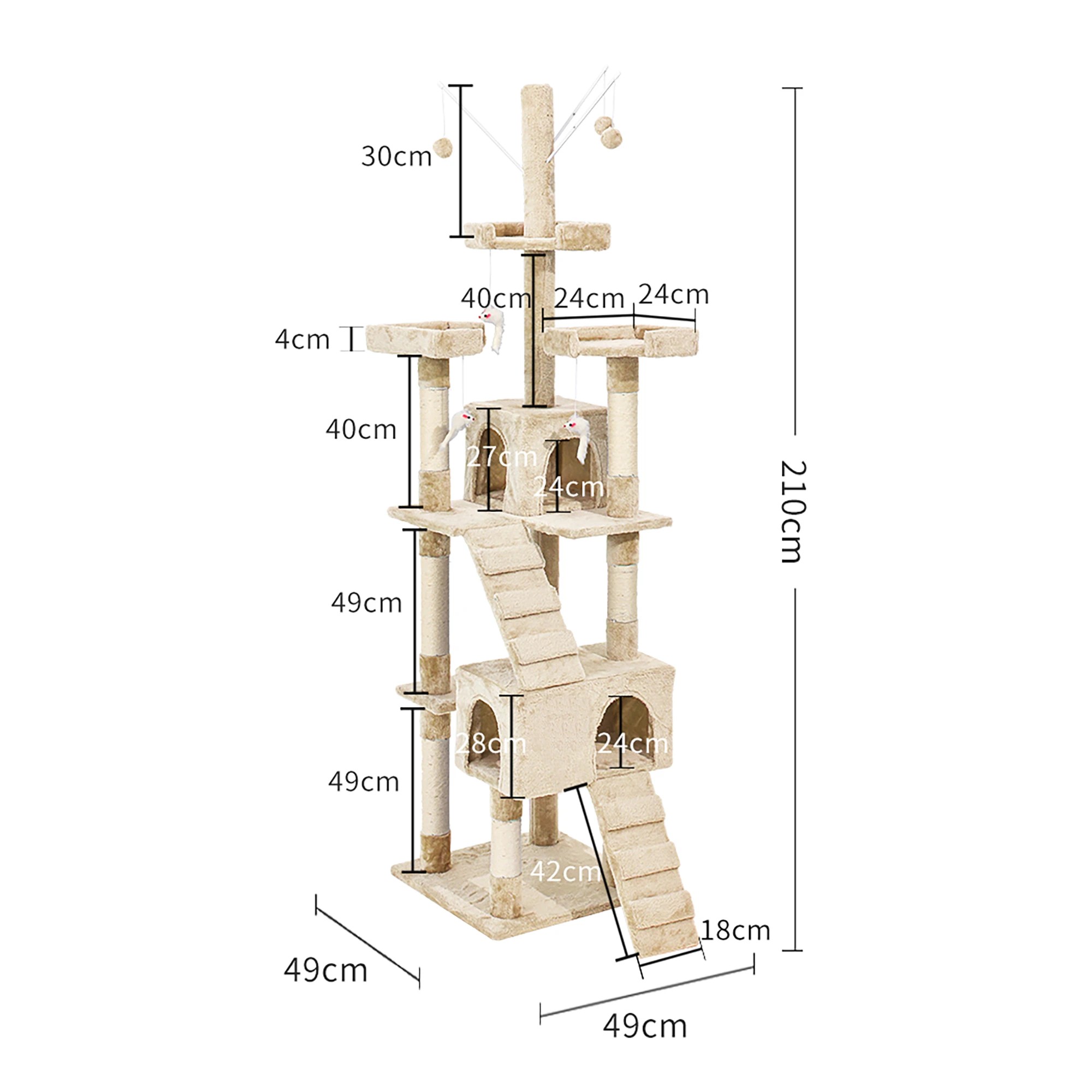 3 Pawz Cat Tree Cream 210cm, 3 of 6