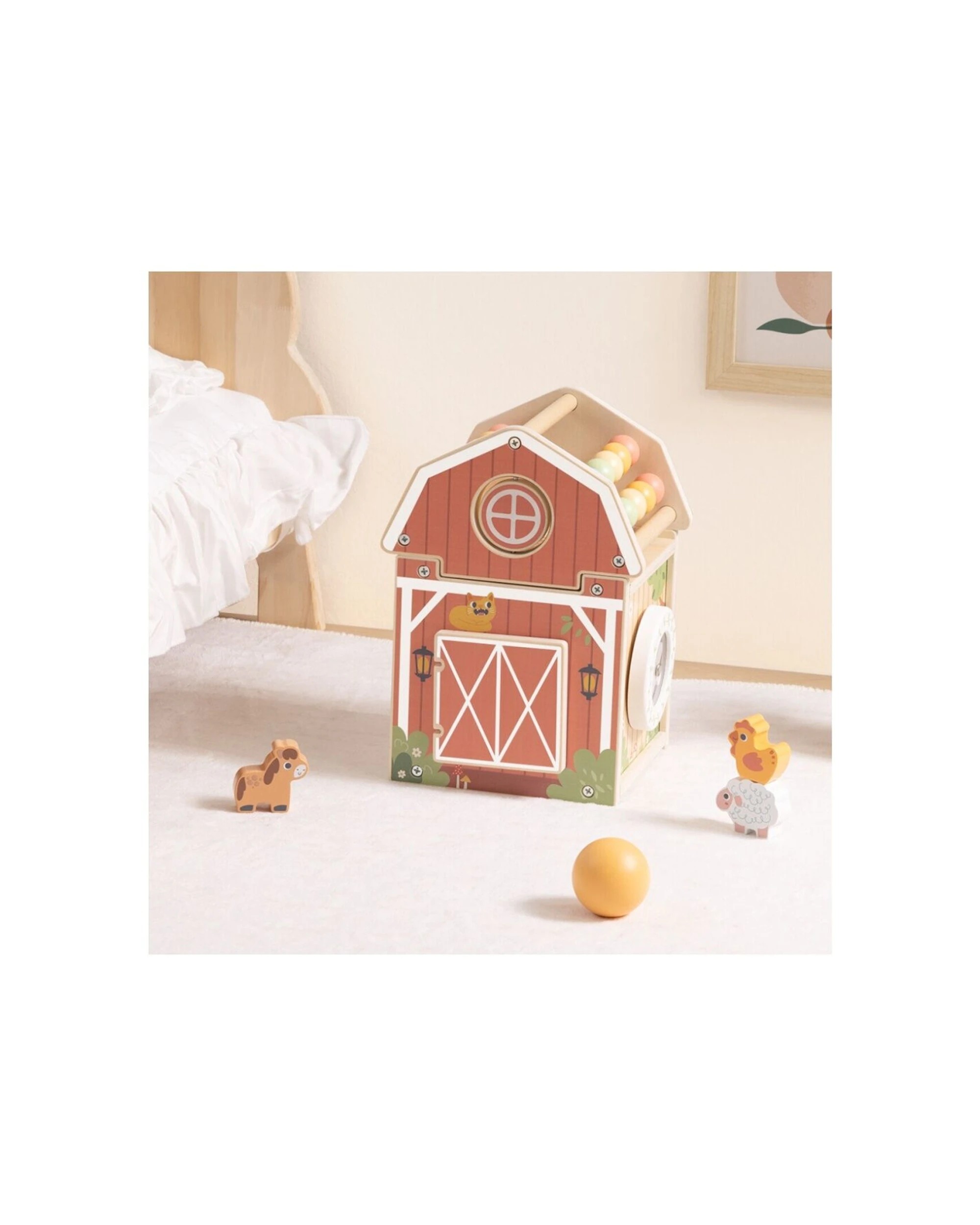 6 Tooky Toy Farm Playhouse Wooden Play Sensory Kids Children - Multi, 6 of 7
