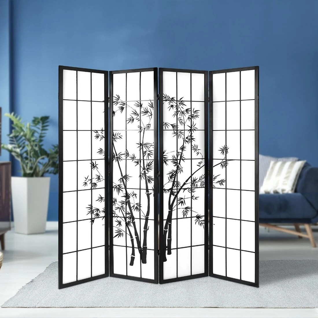 8 Artiss 4 Panel Room Divider Screen 174x179cm
 - black, 8 of 8