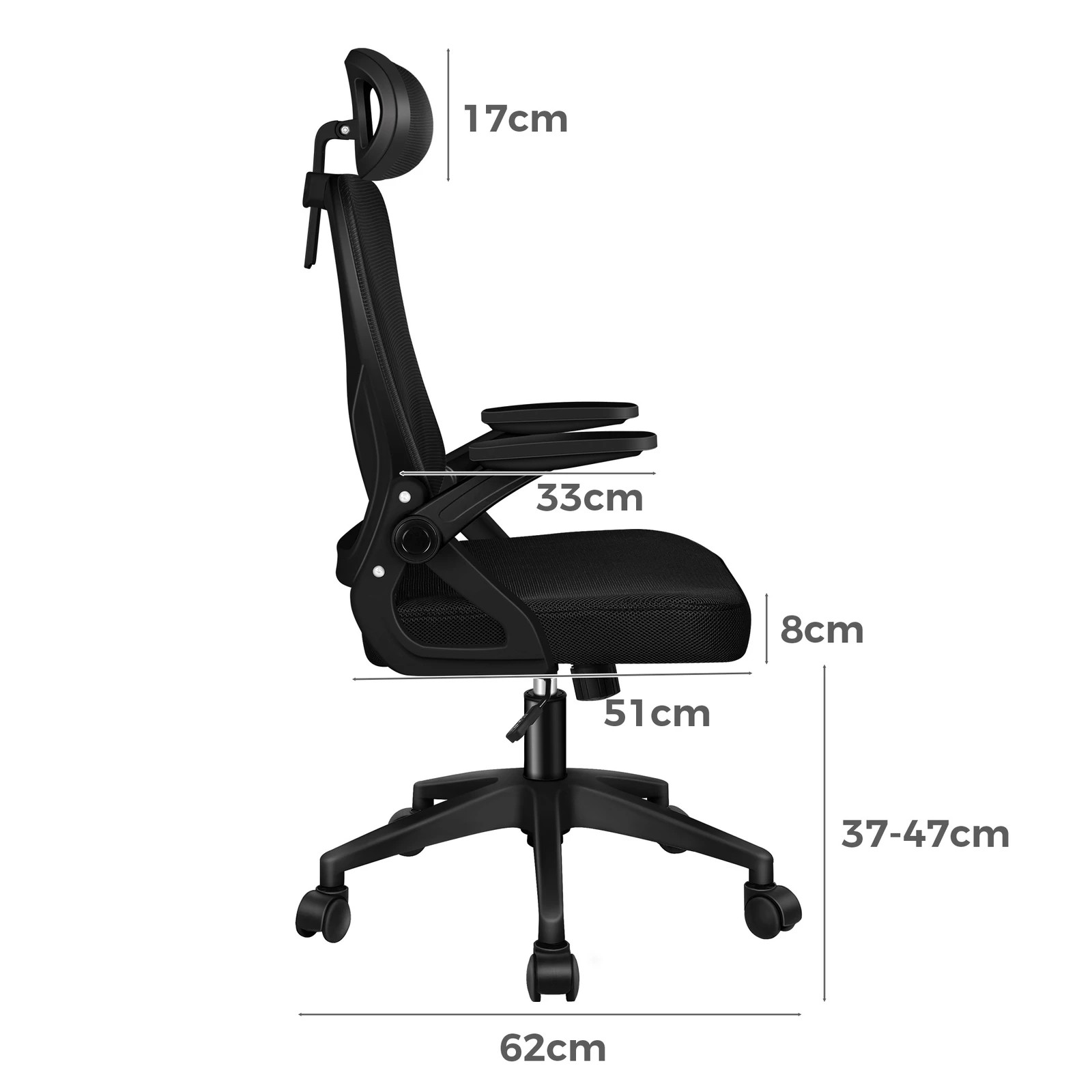 7 Alfordson Mesh Office Chair Executive Fabric Seat Tilt Gaming Racing Computer - Black, 7 of 10