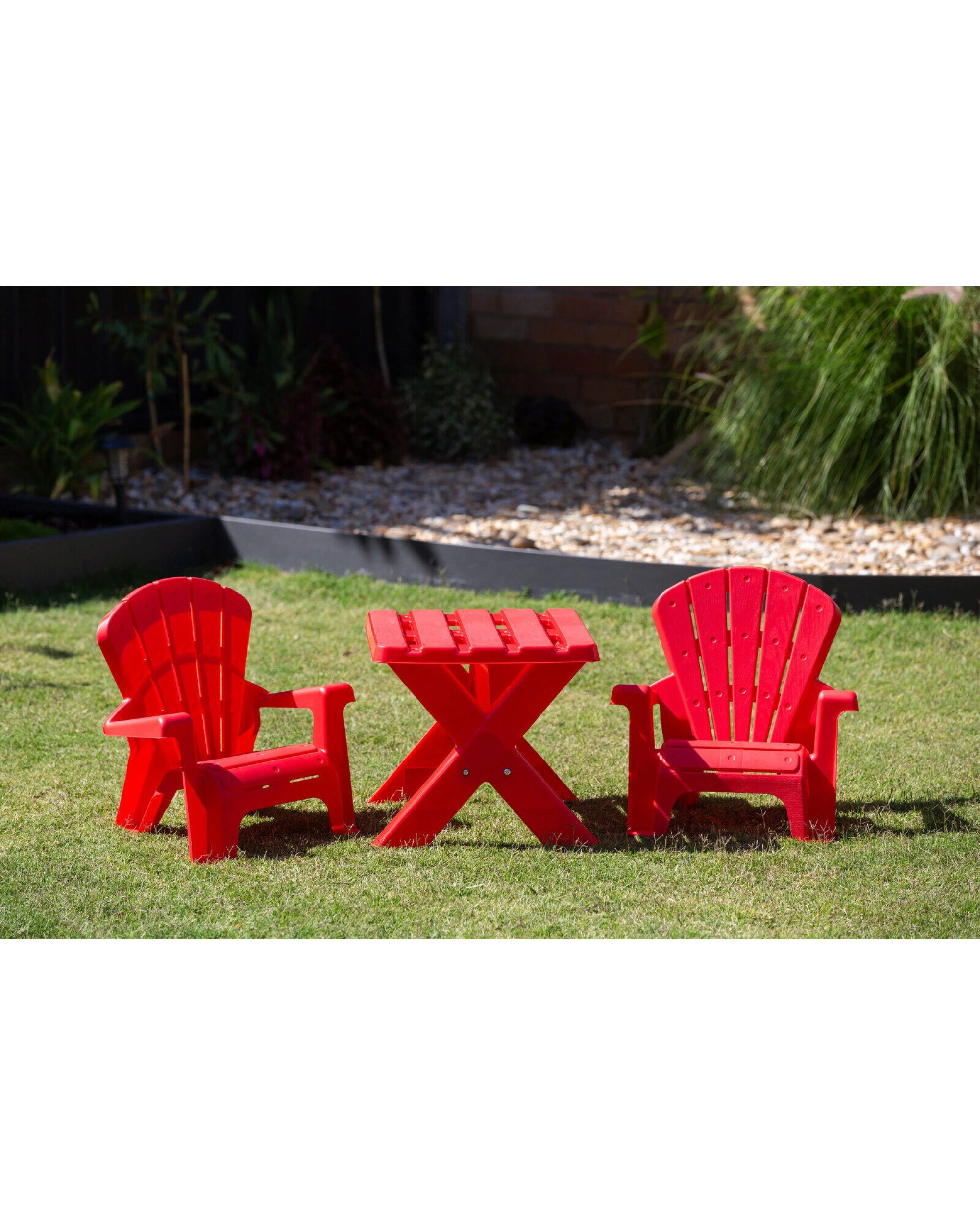 3 Hacienda Kids Durable Table and Two Child-sized Chairs Set - Red, 3 of 5