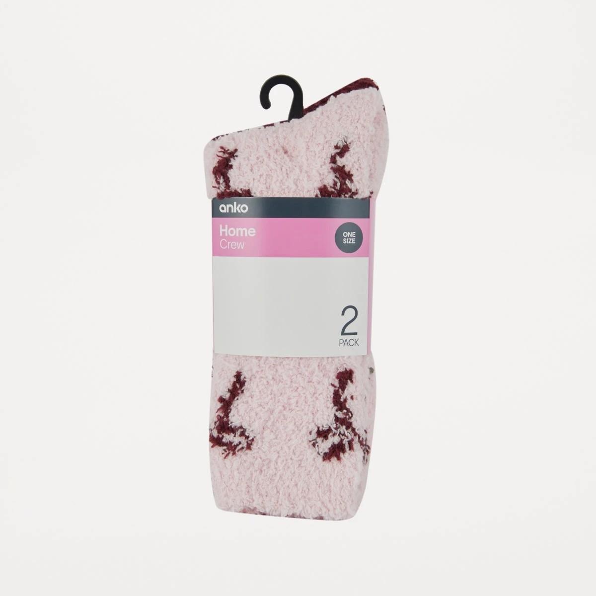 3 2 Pack Plush Home Socks Ww Bal Bow, 3 of 3