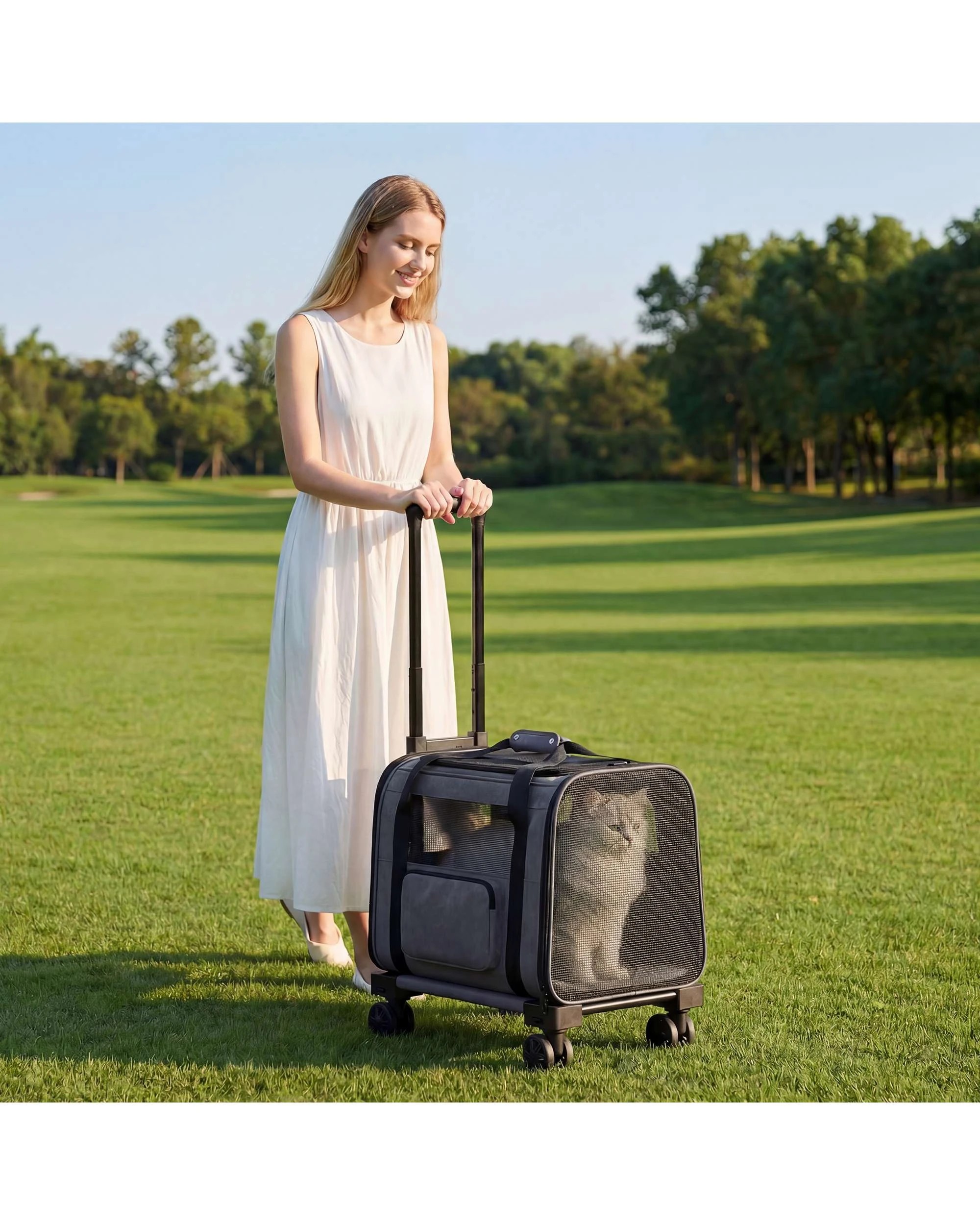 5 Advwin Pet Carrier Foldable Stroller Cat Dog Trolley Travel Bag, 5 of 9