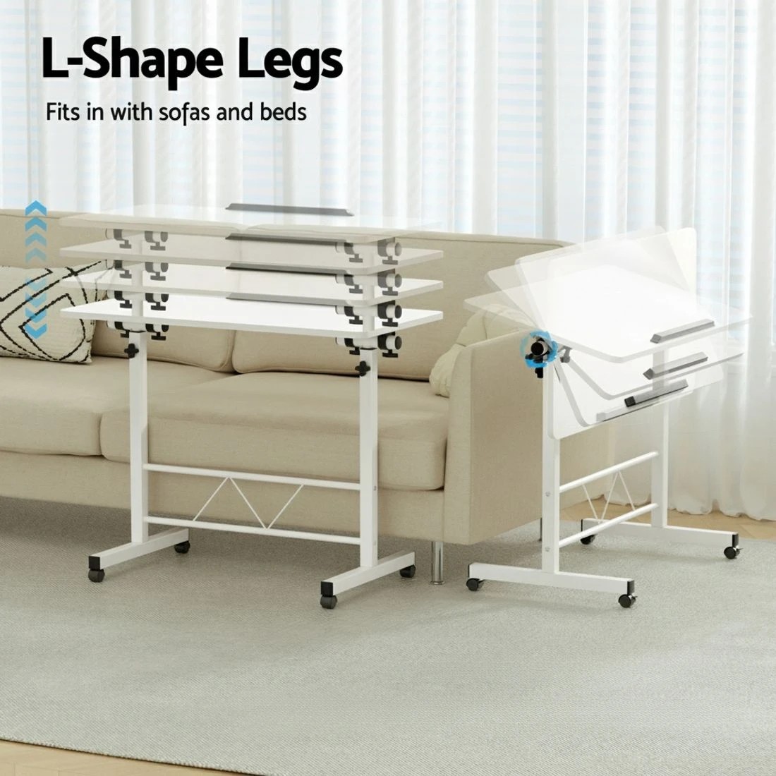 5 Artiss Laptop Desk Table Adjustable 80CM - White, 5 of 7