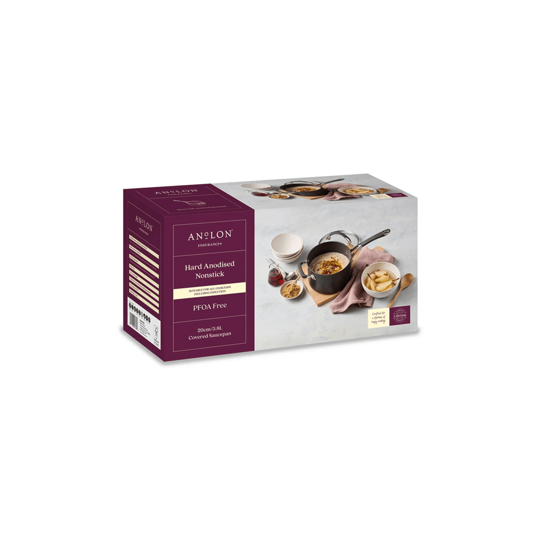 6 Anolon Endurance Plus Non Stick Covered Saucepan 20cm 3.8l With Glass Lid
 - Plain, 6 of 7