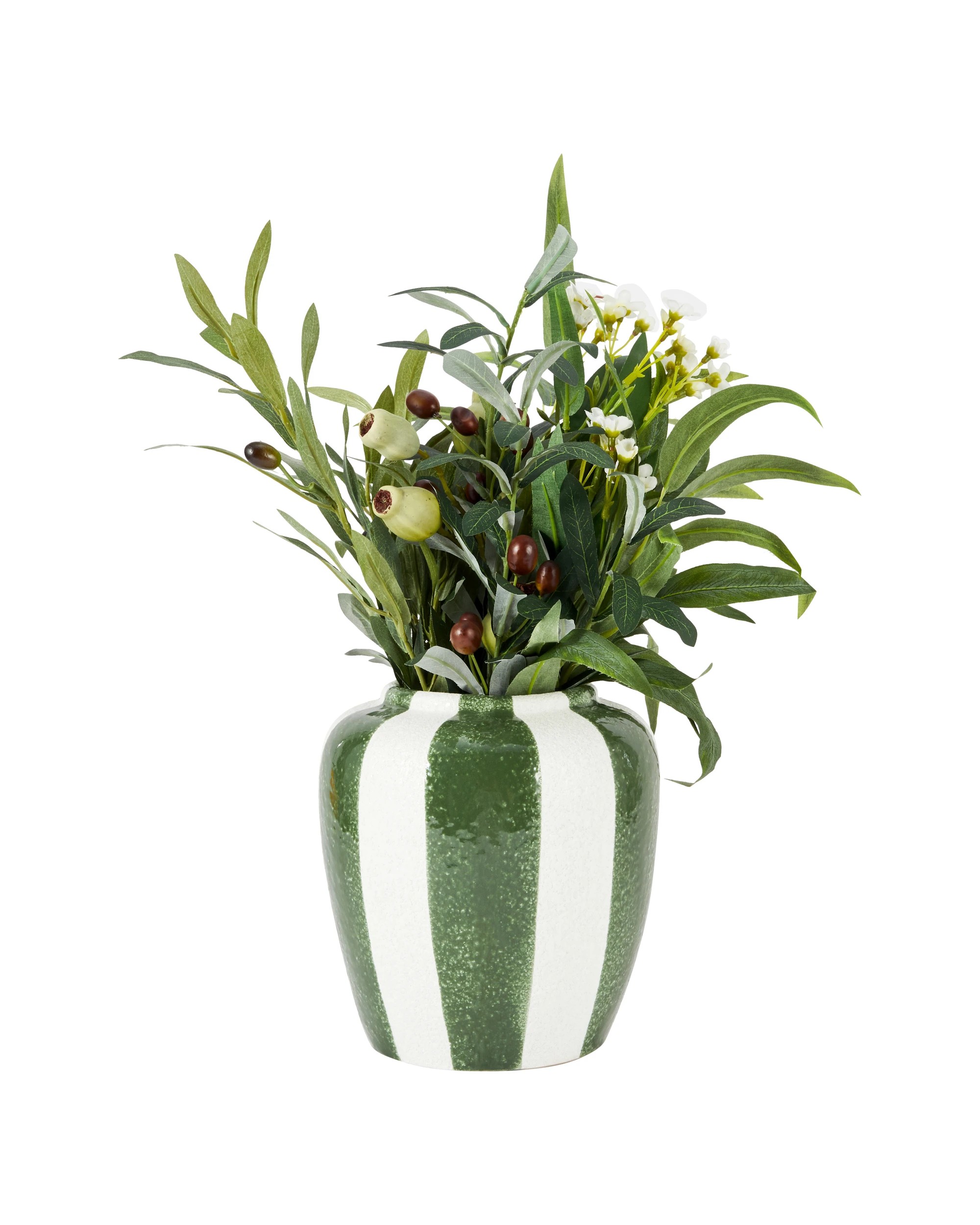 1 Green Wide Stripe Ceramic Vase, 1 of 5