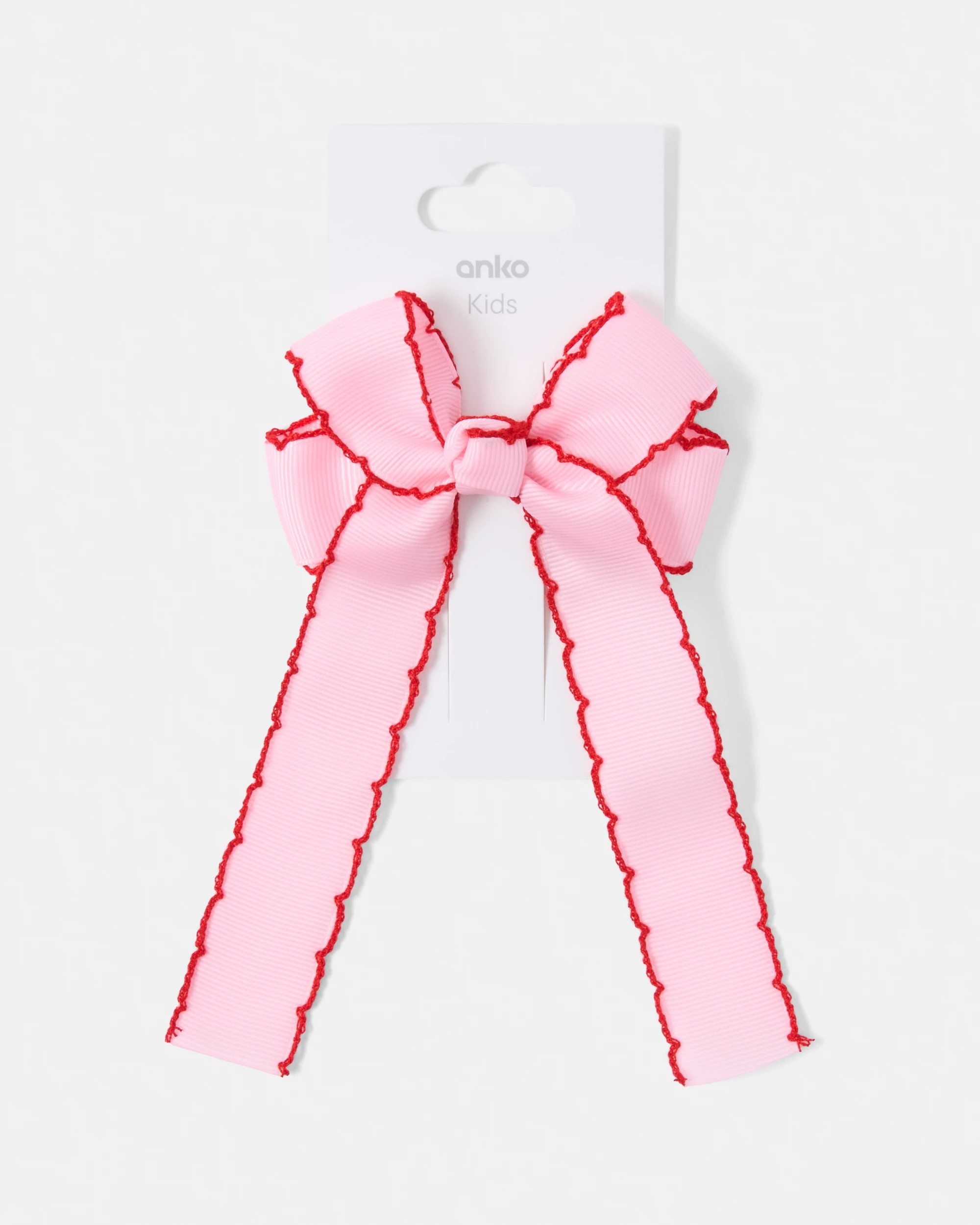 4 Pink and Red Bow Ribbon Trim Hair Clip, 4 of 4