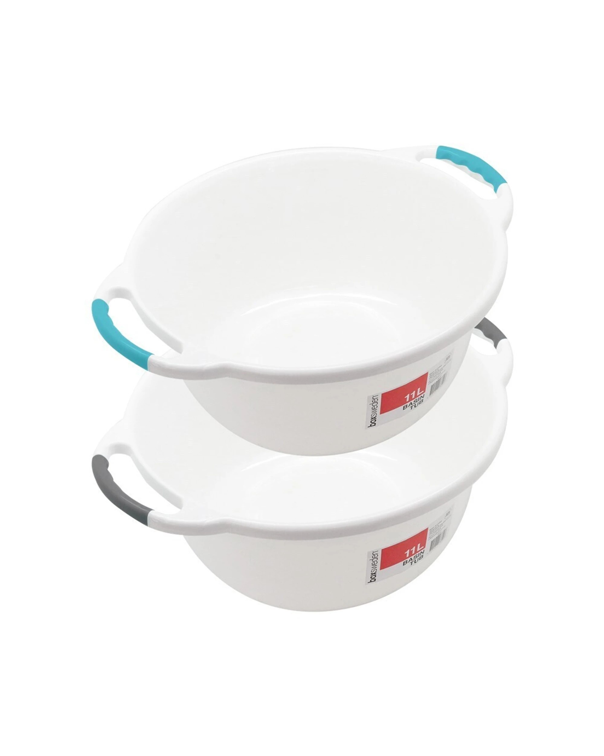 3 Boxsweden Basin Round 11l W/ Handles Washing Container Bucket Storage - Assorted, 3 of 3