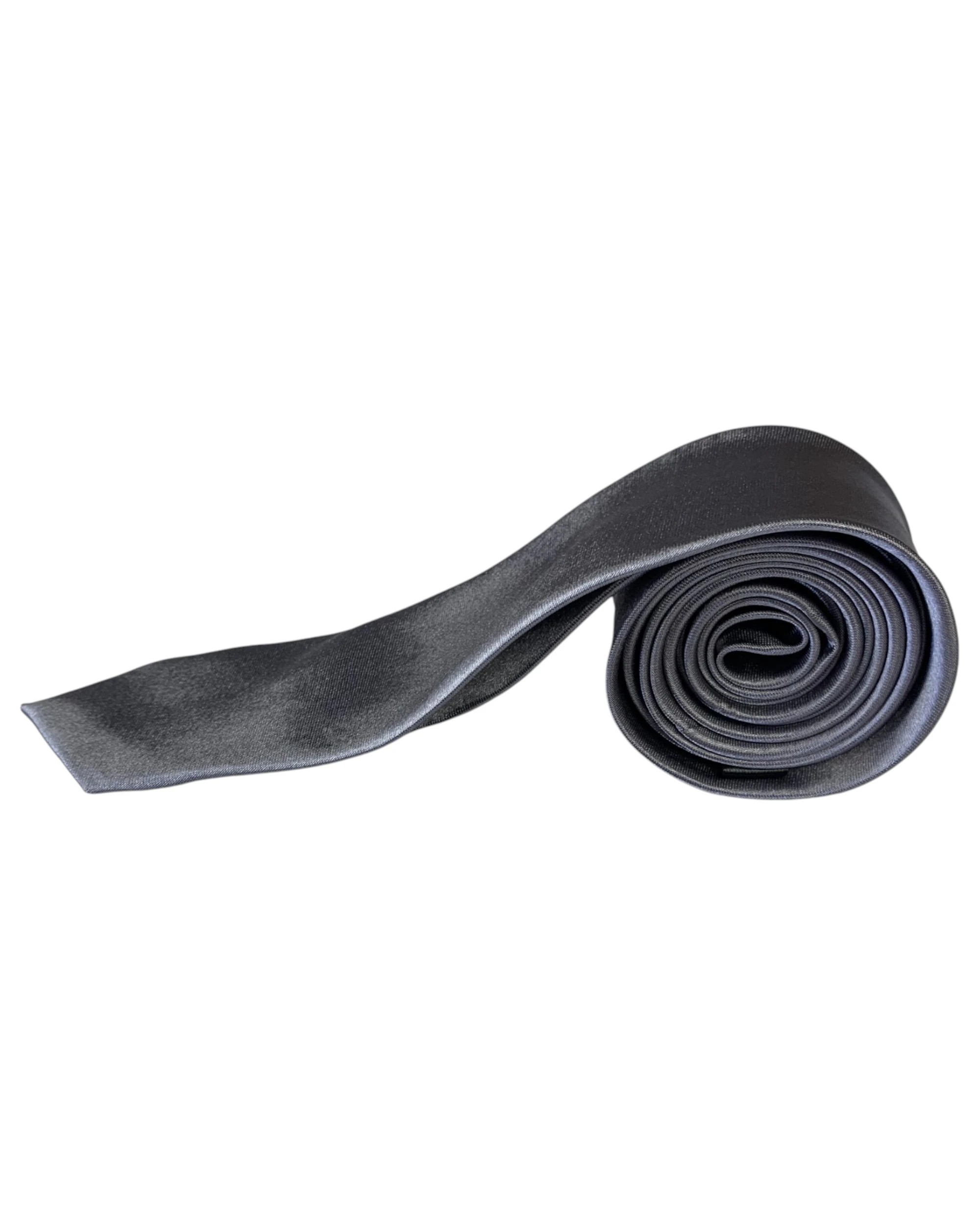 2 Zasel Mens Smooth Rhino 5cm Skinny Plain Neck Tie - Grey, 2 of 4