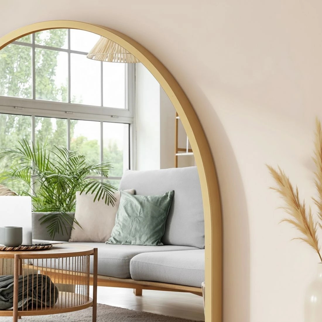 4 Embellir 86x50cm Arched Wall Mirror Vanity Makeup Home Decor - Gold, 4 of 5