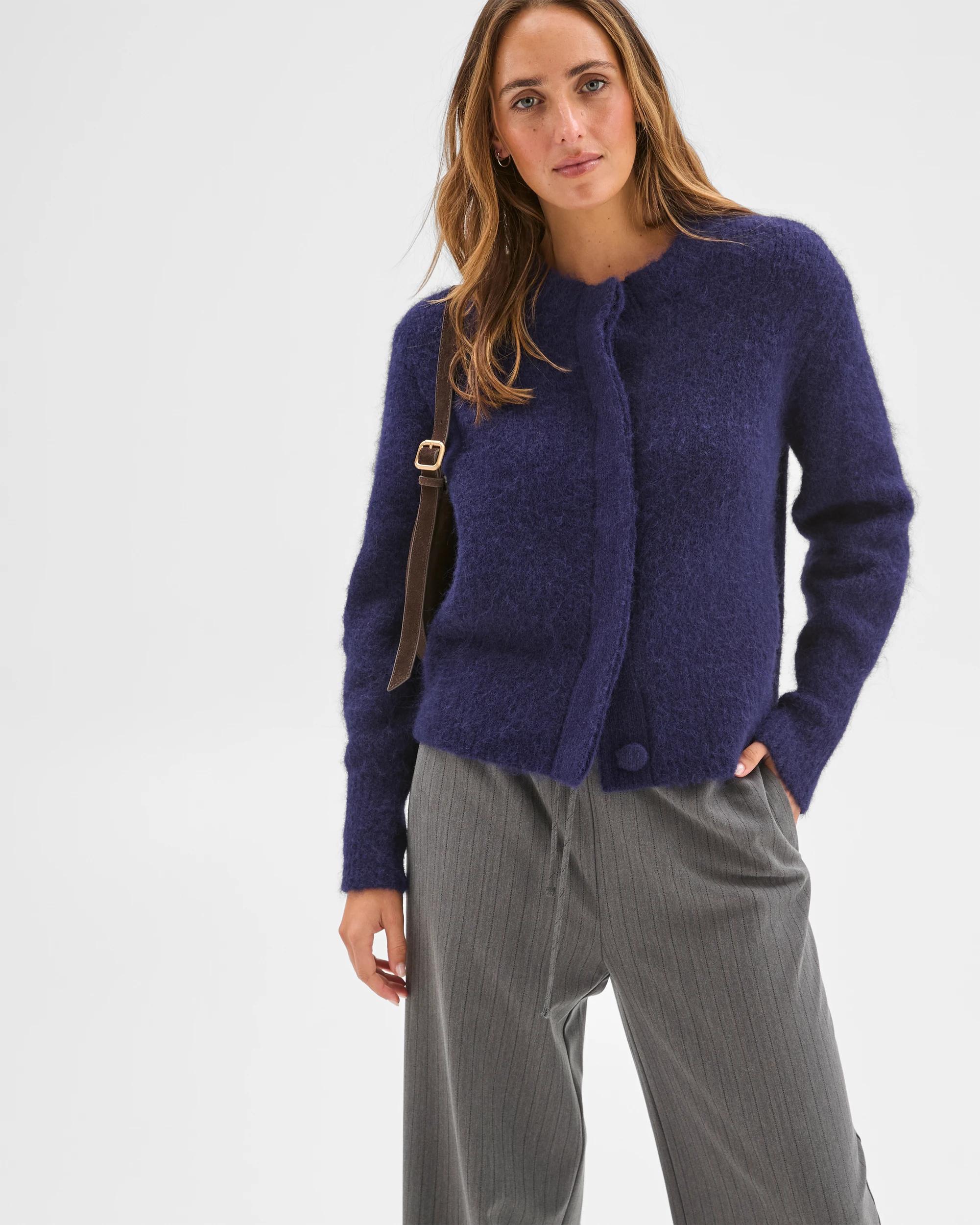 3 Preview Long Sleeve Plush Cardigan INK NAVY, 3 of 6