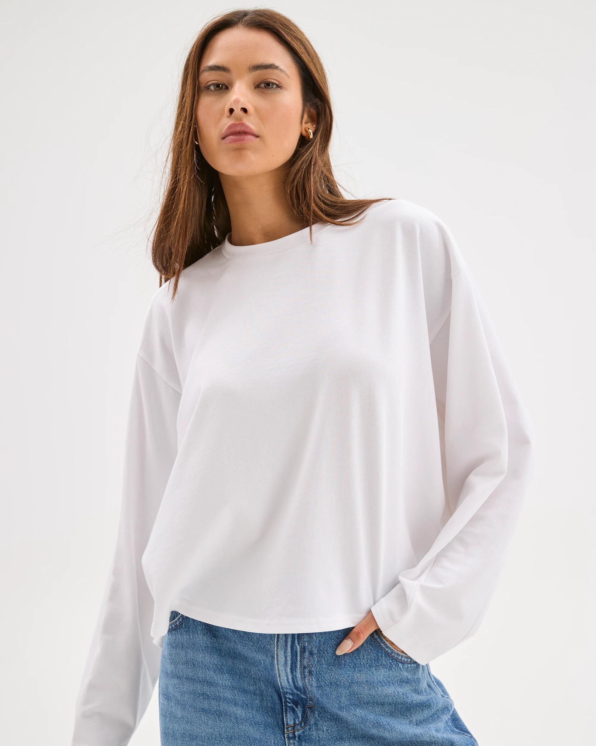 1 Lily Loves Australian Cotton Dolman Sleeve T-Shirt WHITE, 1 of 5