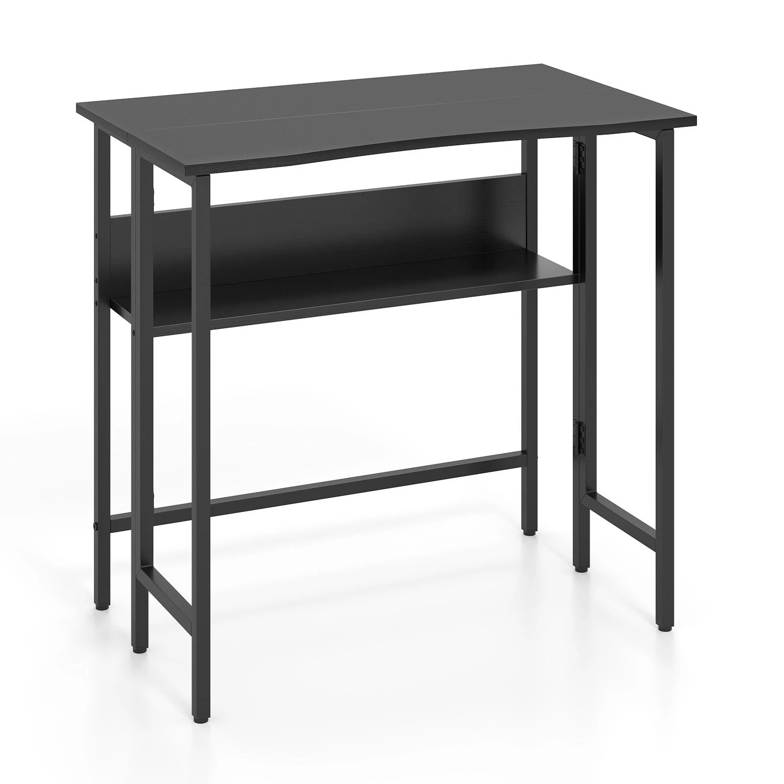 1 Costway 80cm Folding Computer Desk Drop Leaf Laptop Table Space Saving - Black, 1 of 6