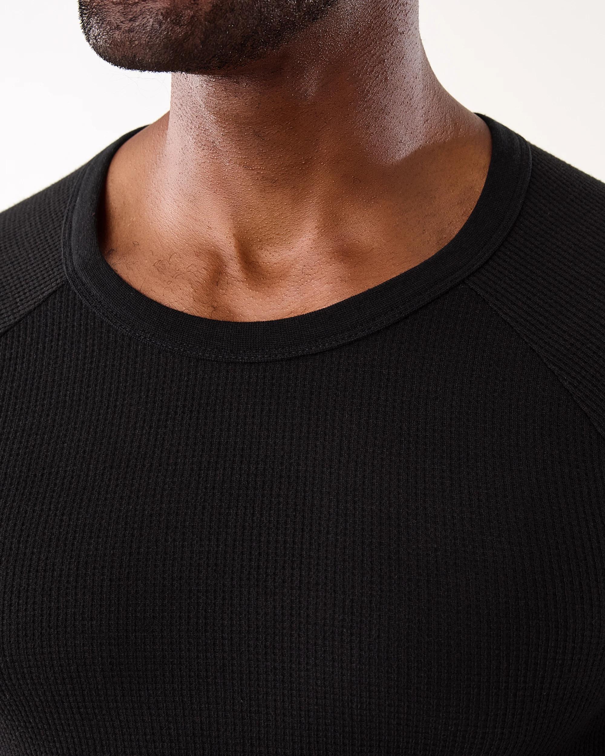 4 Long Sleeve Mini Waffle Thermal Top Black, 4 of 4