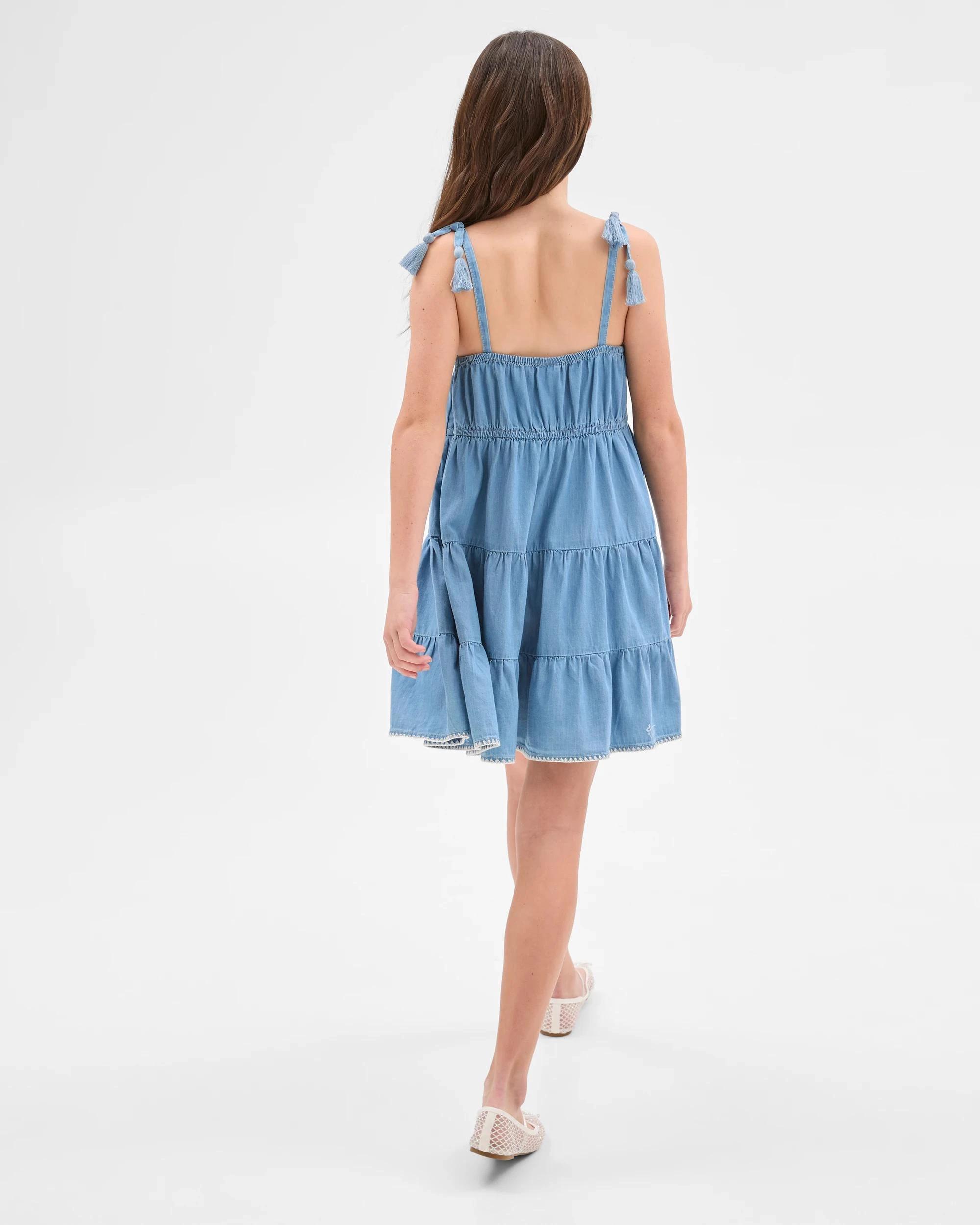 3 Target Kids Australian Cotton Woven Tiered Dress CHAMBRAY, 3 of 6