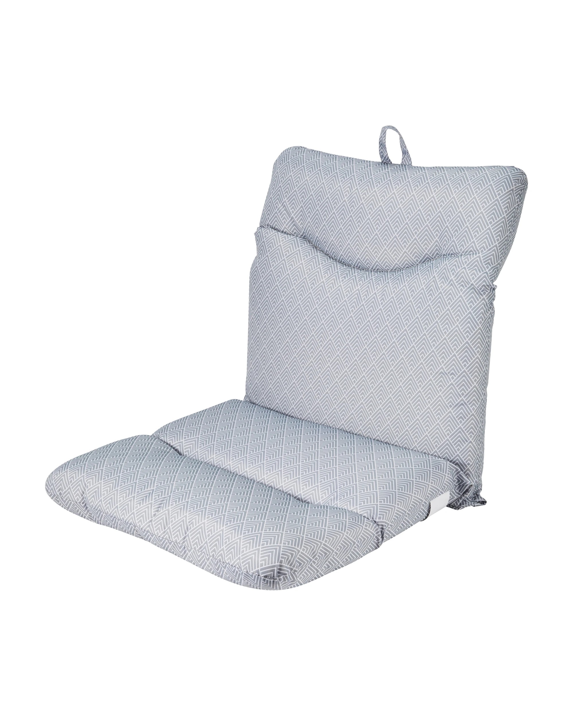 1 Highback Geometric Outdoor Cushion - Grey, 1 of 8