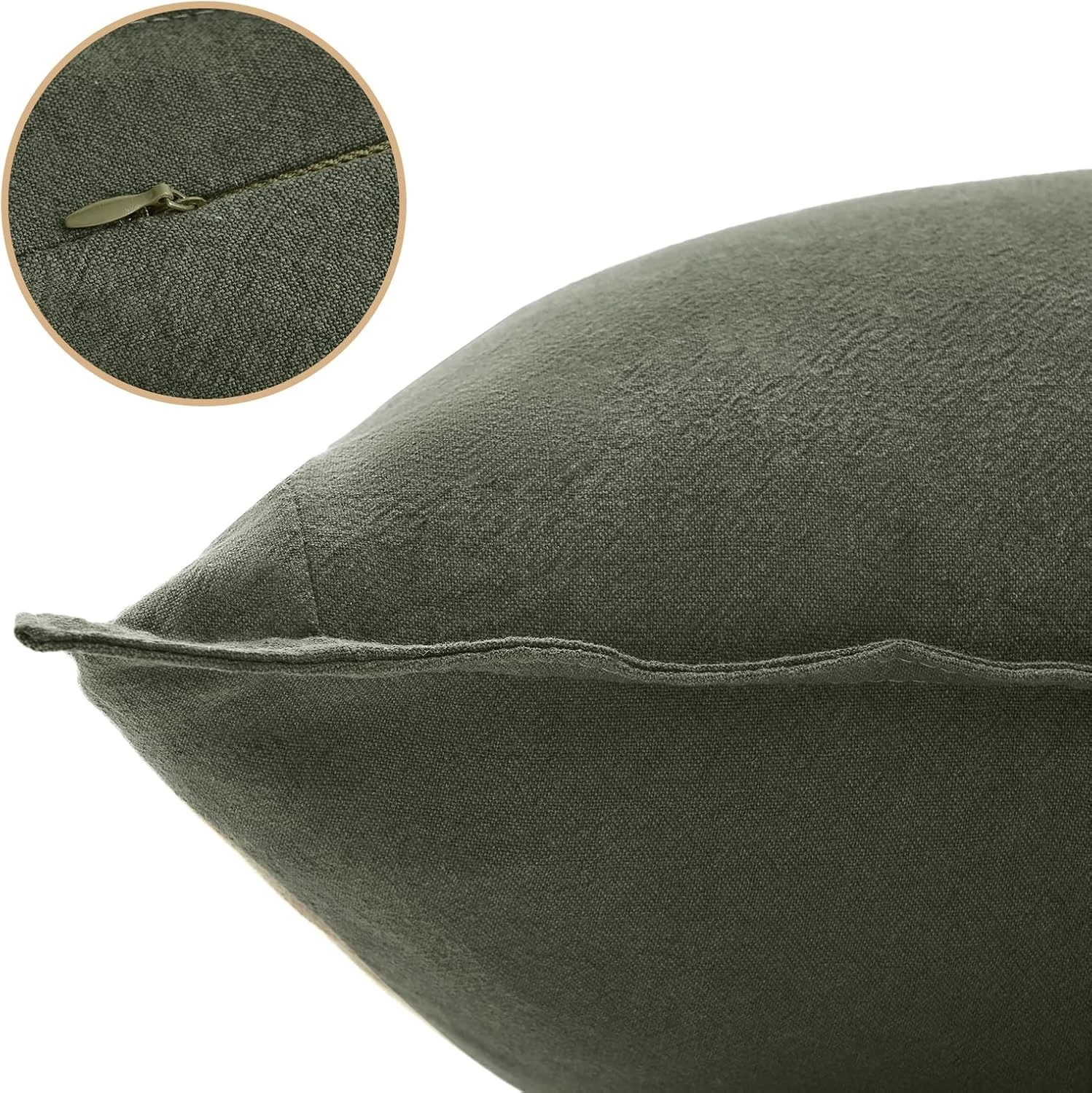 2 Gioia Casa 2-Pack Linen-Cotton Blend Cushion Covers 30x50cm - Khaki Green, 2 of 4