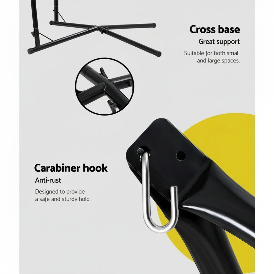 5 Gardeon Hammock Chair with Steel Stand Hanging Outdoor Tassel Cream - Multi, 5 of 6