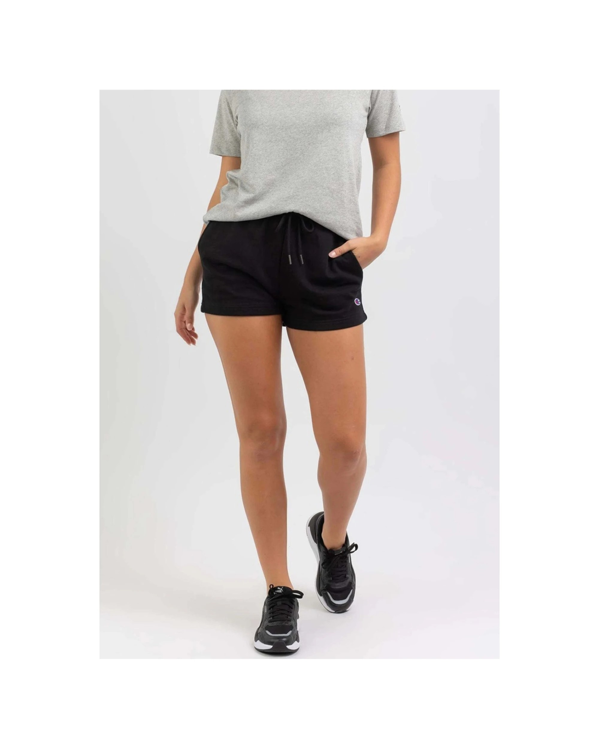 3 Champion Womens French Terry C Logo Cotton Sports Activewear Shorts - XS - Black, 3 of 4