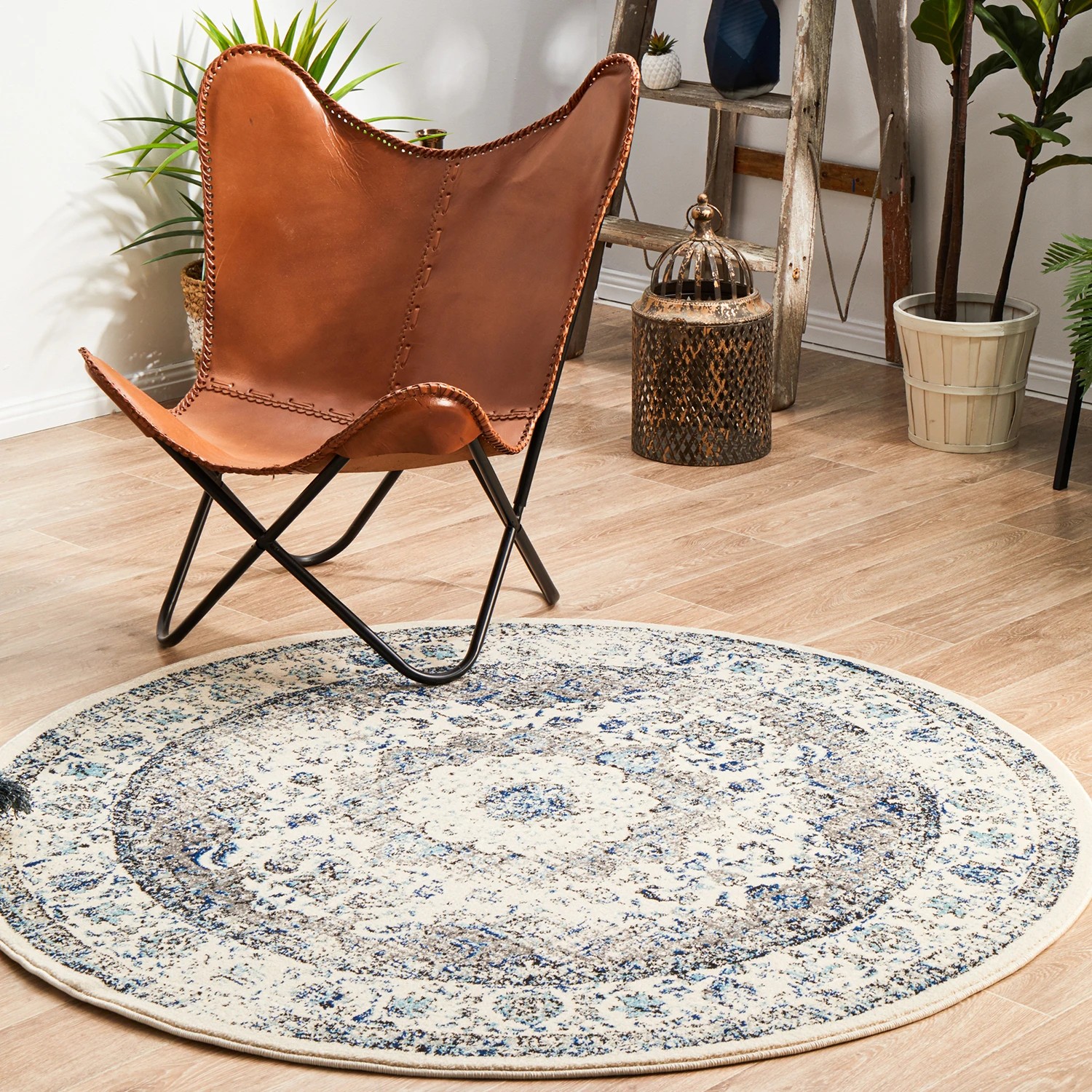 3 Common Ground Rugs Encore 251 150x150cm Round - Small Pet Friendly Rug - White, 3 of 7