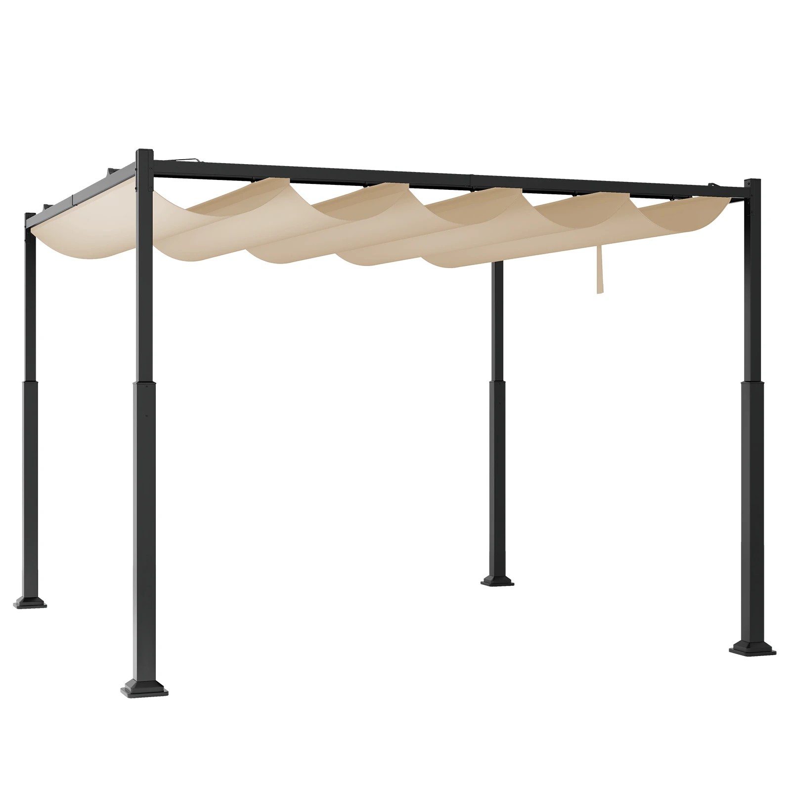 1 Costway 3x3M Outdoor Pergola w/Retractable Canopy - Beige, 1 of 1