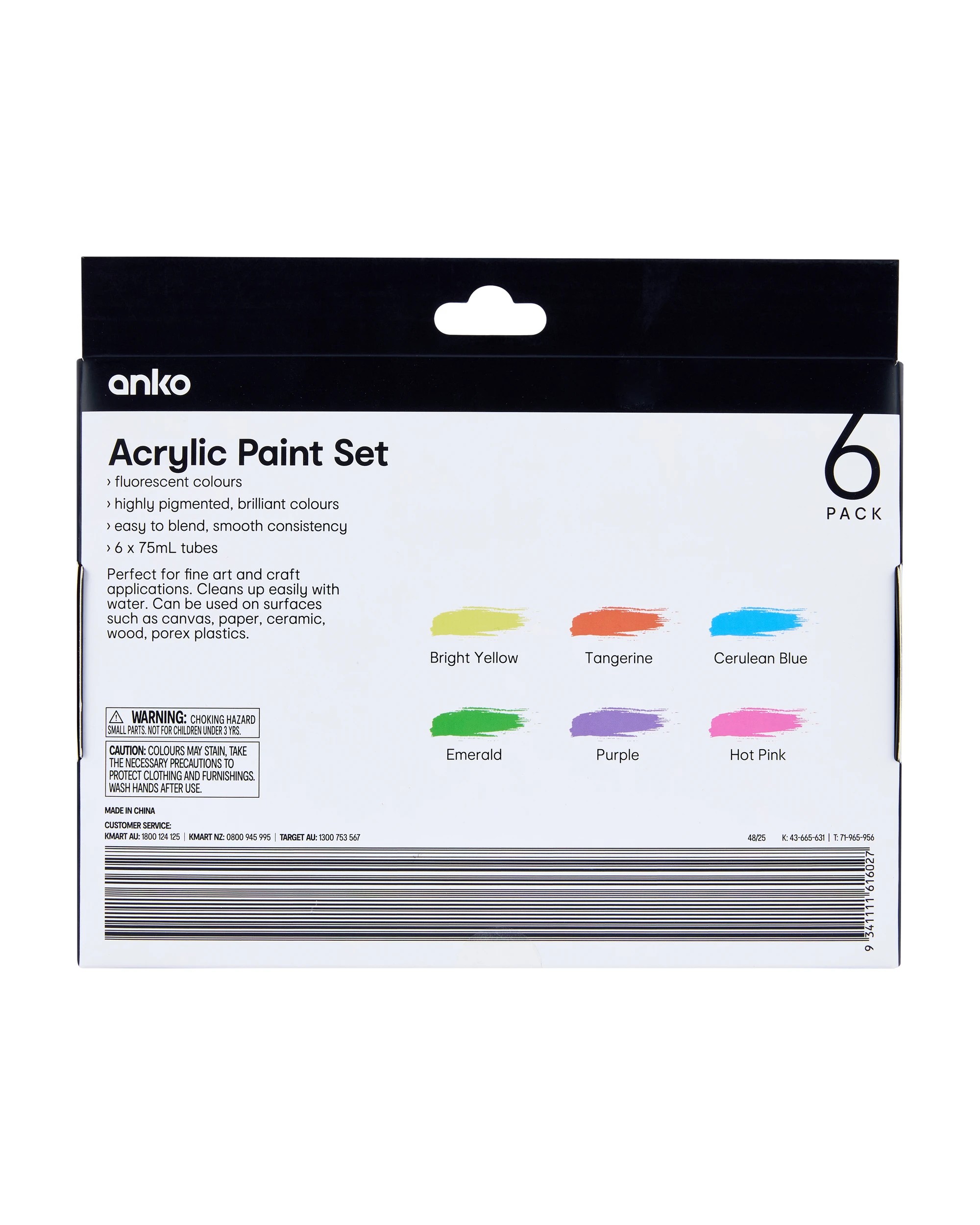 3 6 Pack Acrylic Paint Set - Fluorescent, 3 of 3