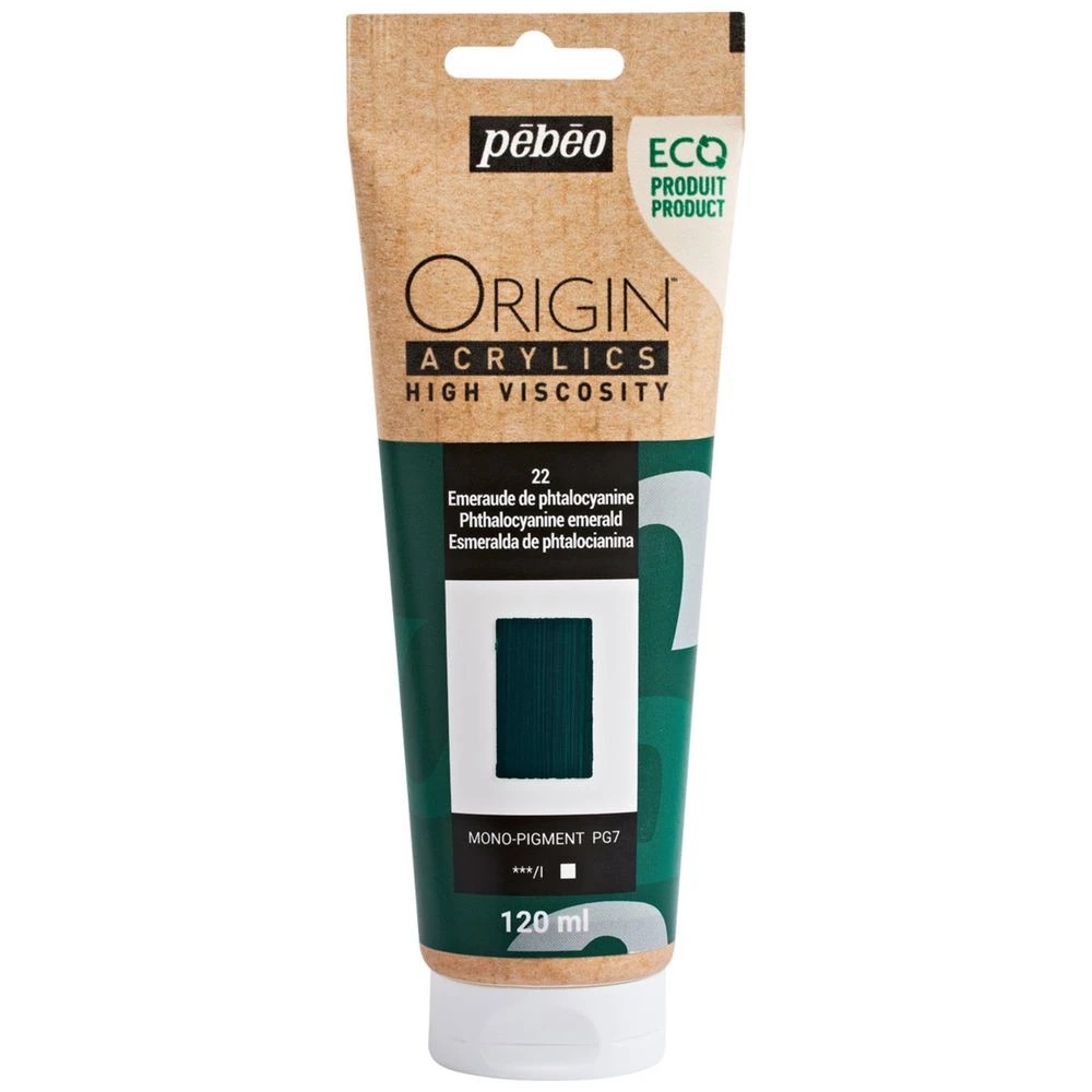 1 Pebeo Origin Acrylic Paint 120mL Phthalocyanine Emerald, 1 of 2