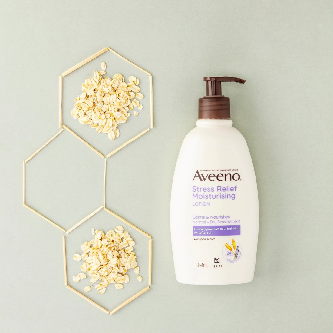 3 Aveeno Stress Relief Moisturising Body Lotion 354ml - Lavender Scent, 3 of 6