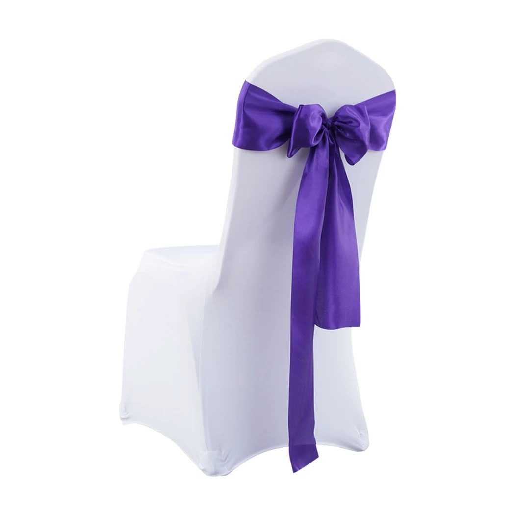 2 Traderight 20 Pcs Satin Chair Sashes - Purple, 2 of 7