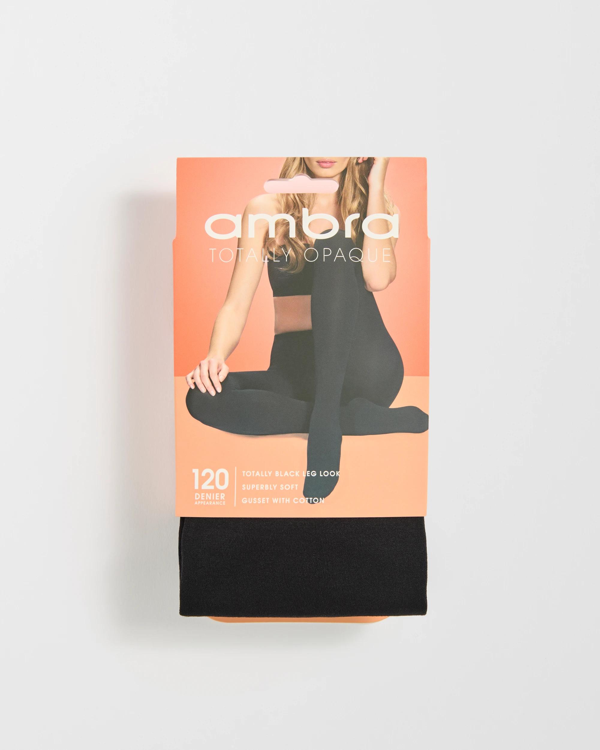 2 Ambra 1 Pack 120 Denier Totally Opaque Tights BLACK, 2 of 5
