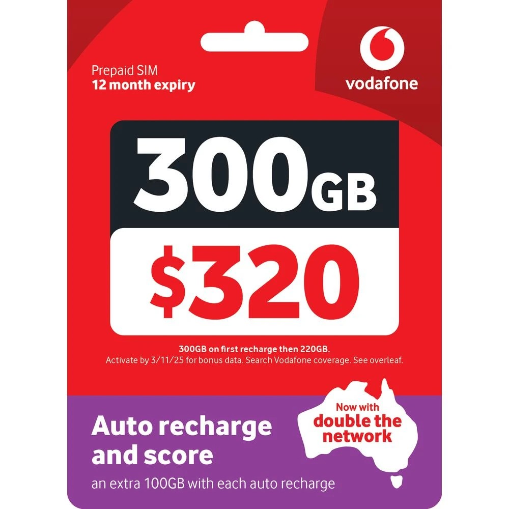 1 Vodafone $320 Prepaid Eco-SIM, 1 of 1