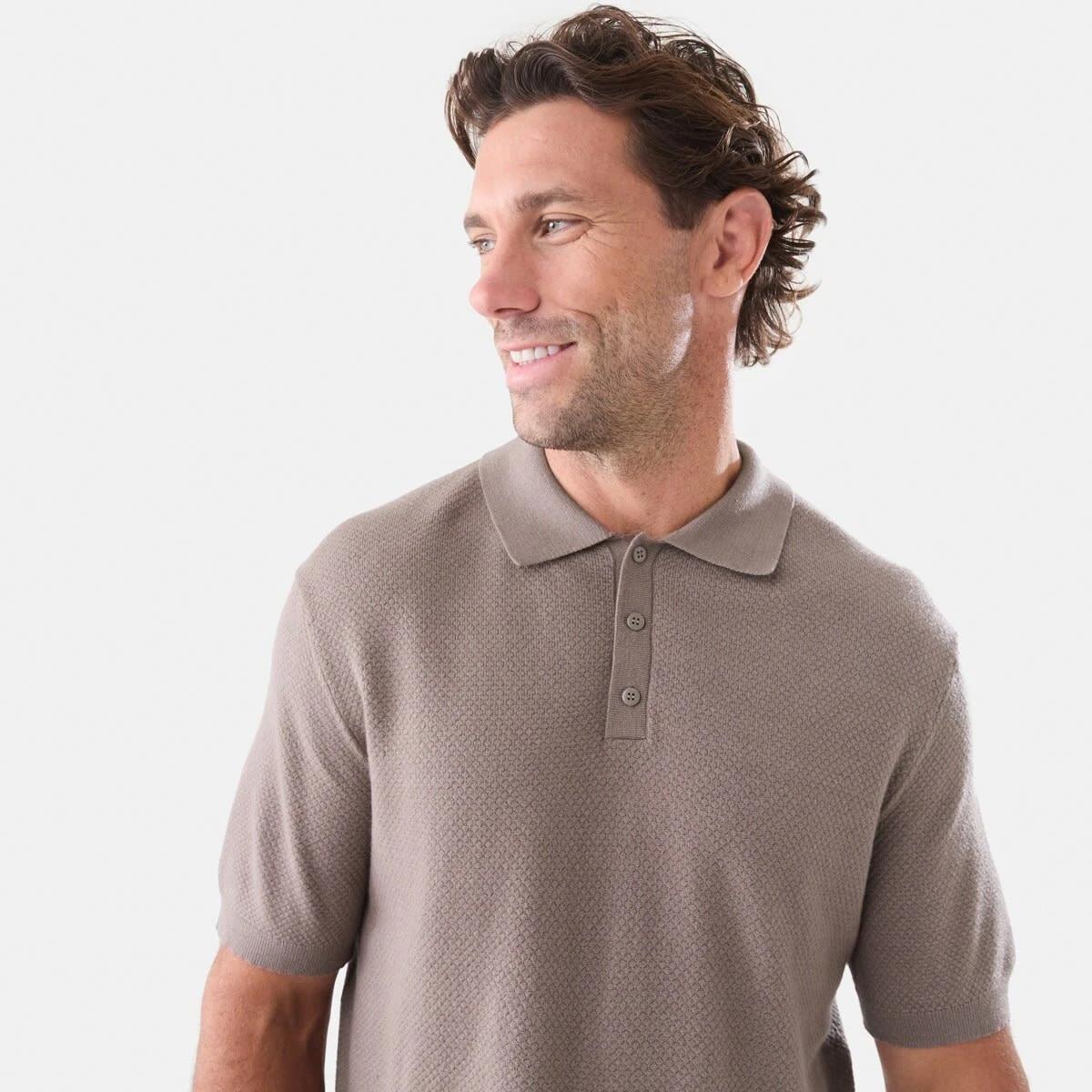 4 Button Up Knit Polo Shirt Brn Marle, 4 of 5