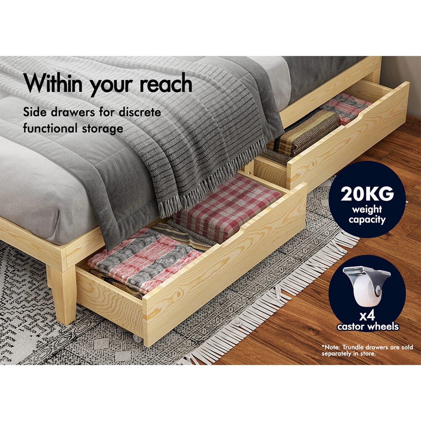 10 Alfordson Bed Frame Wooden Timber King Size Mattress Base Platform Pramod - Natural, 10 of 10