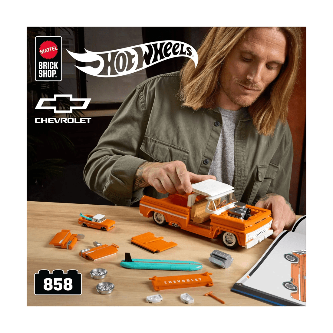 2 Mattel Brick Shop Hot Wheels Custom ’62 Chevy Pickup Building Toy Kit - Multi, 2 of 6