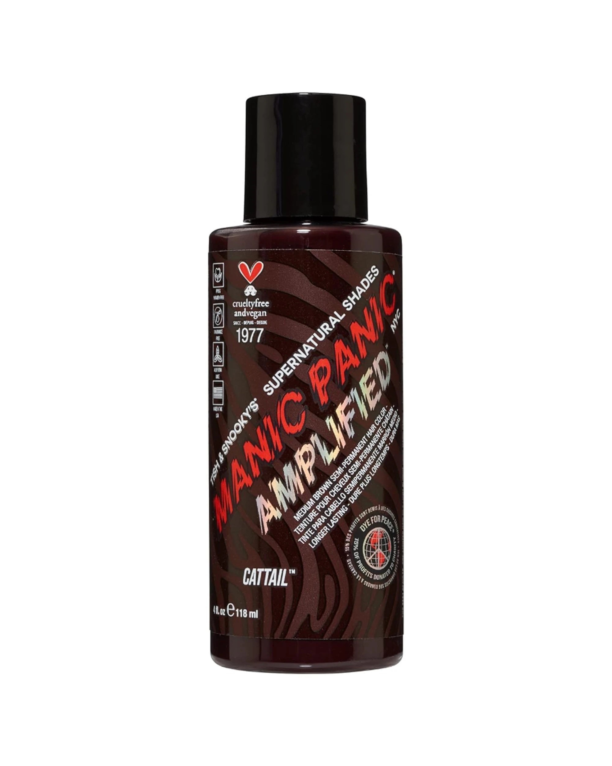 1 Manic Panic Supernaturals Amplified Squeeze Bottle Hair Colour 118ml Cattail - Brown, 1 of 2