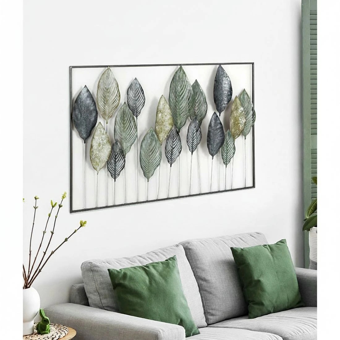 4 Artiss Metal Wall Art Leaf Hanging Sculpture - Blue, 4 of 6