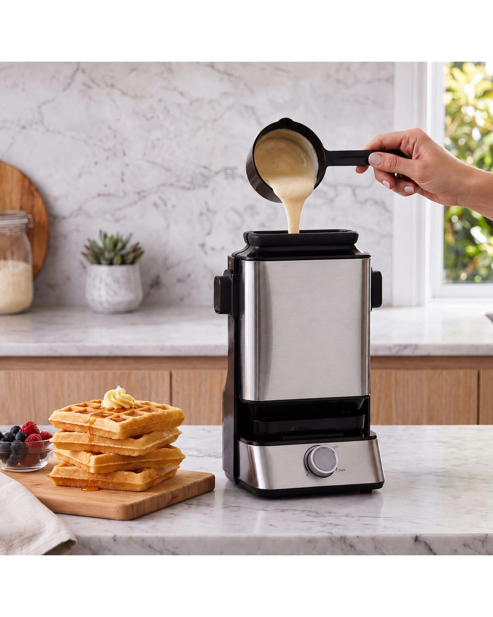 Healthy Choice Vertical Waffle Maker 1000W PFAS-Free Non-Stick ...