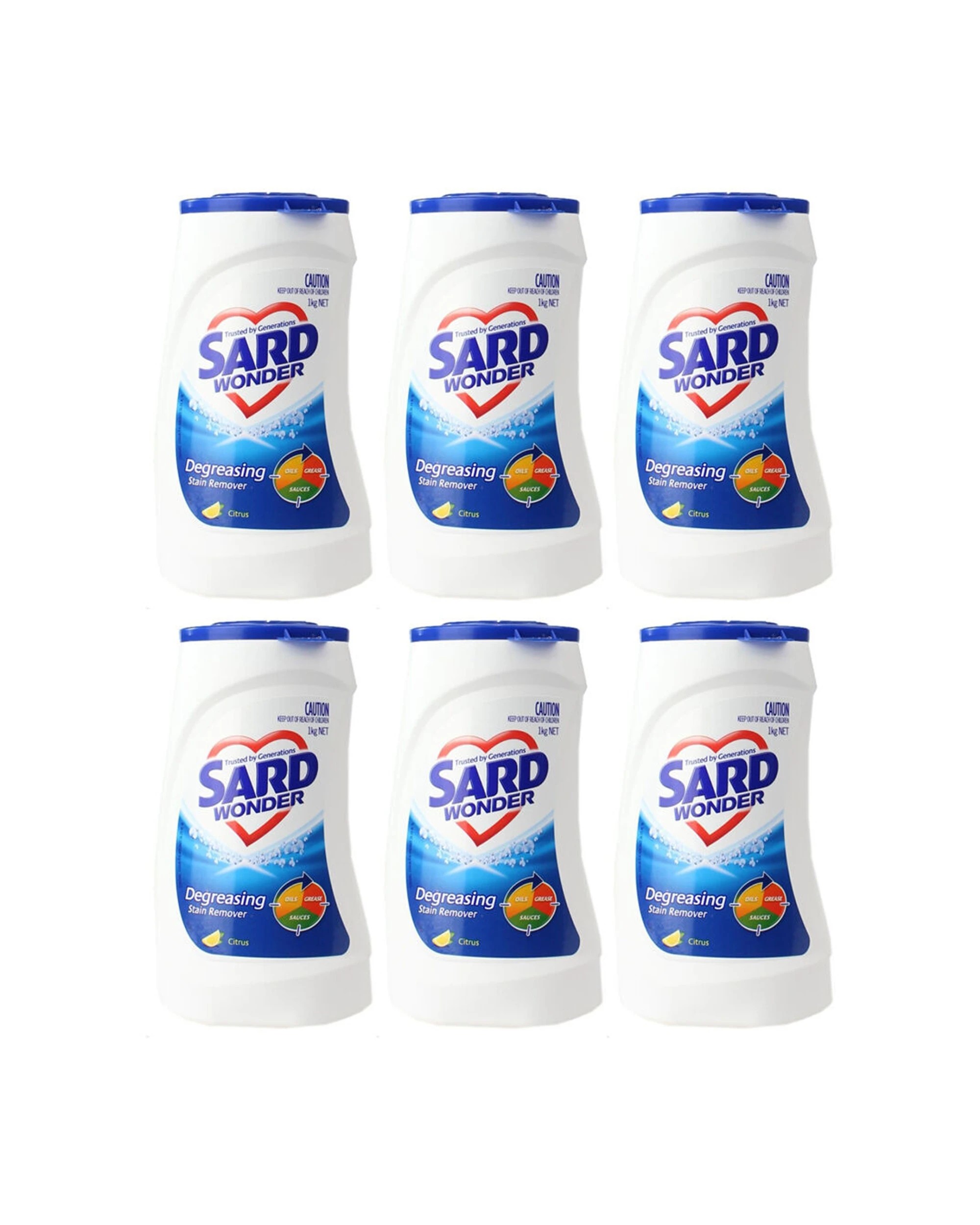 1 Sard Wonder 6PK Degreasing Laundry Powder Soap Citrus 1kg Stain Remover - White, 1 of 3