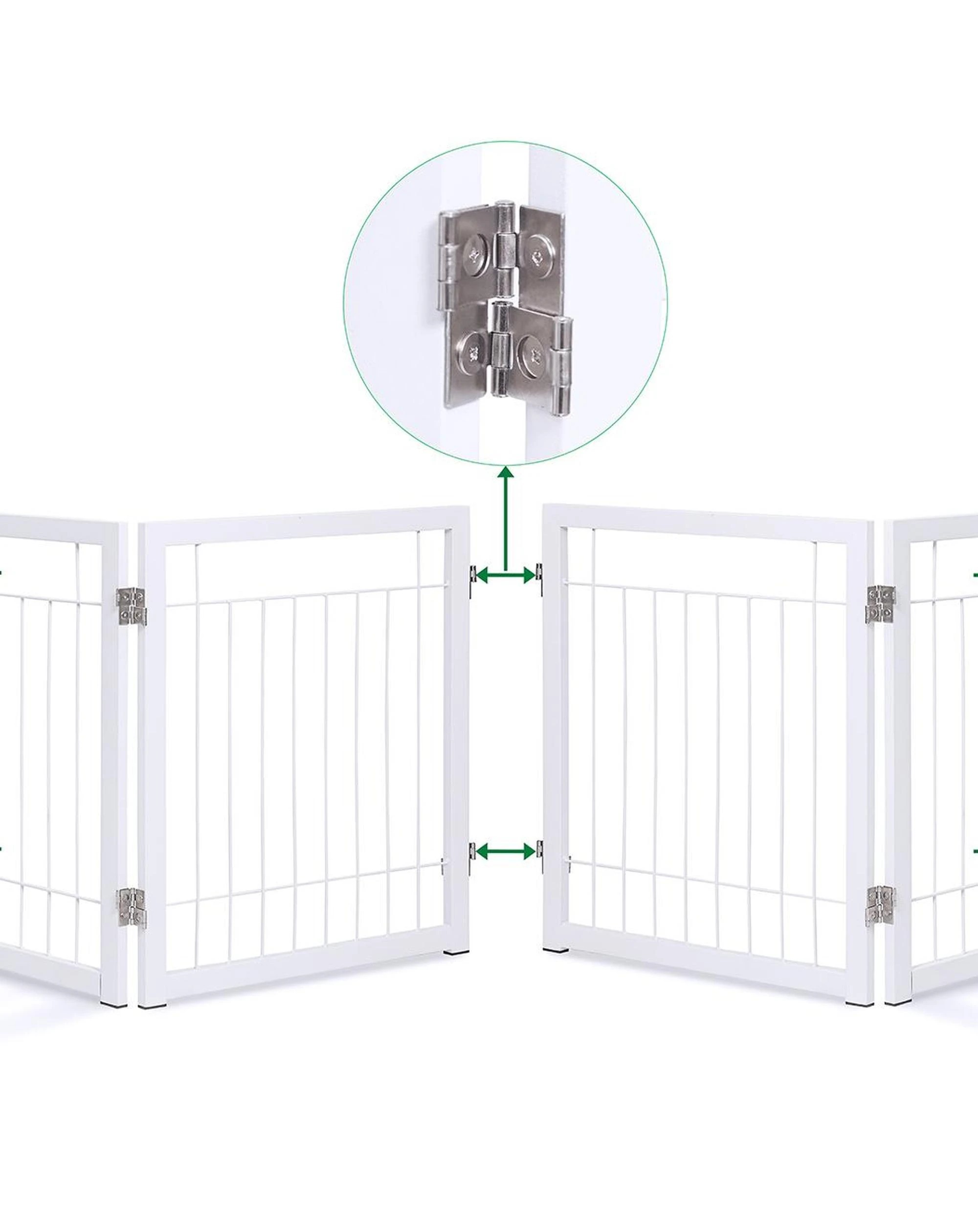 5 Freestanding Metal Pet Gate 3 Panel Foldable Fence White, 5 of 7