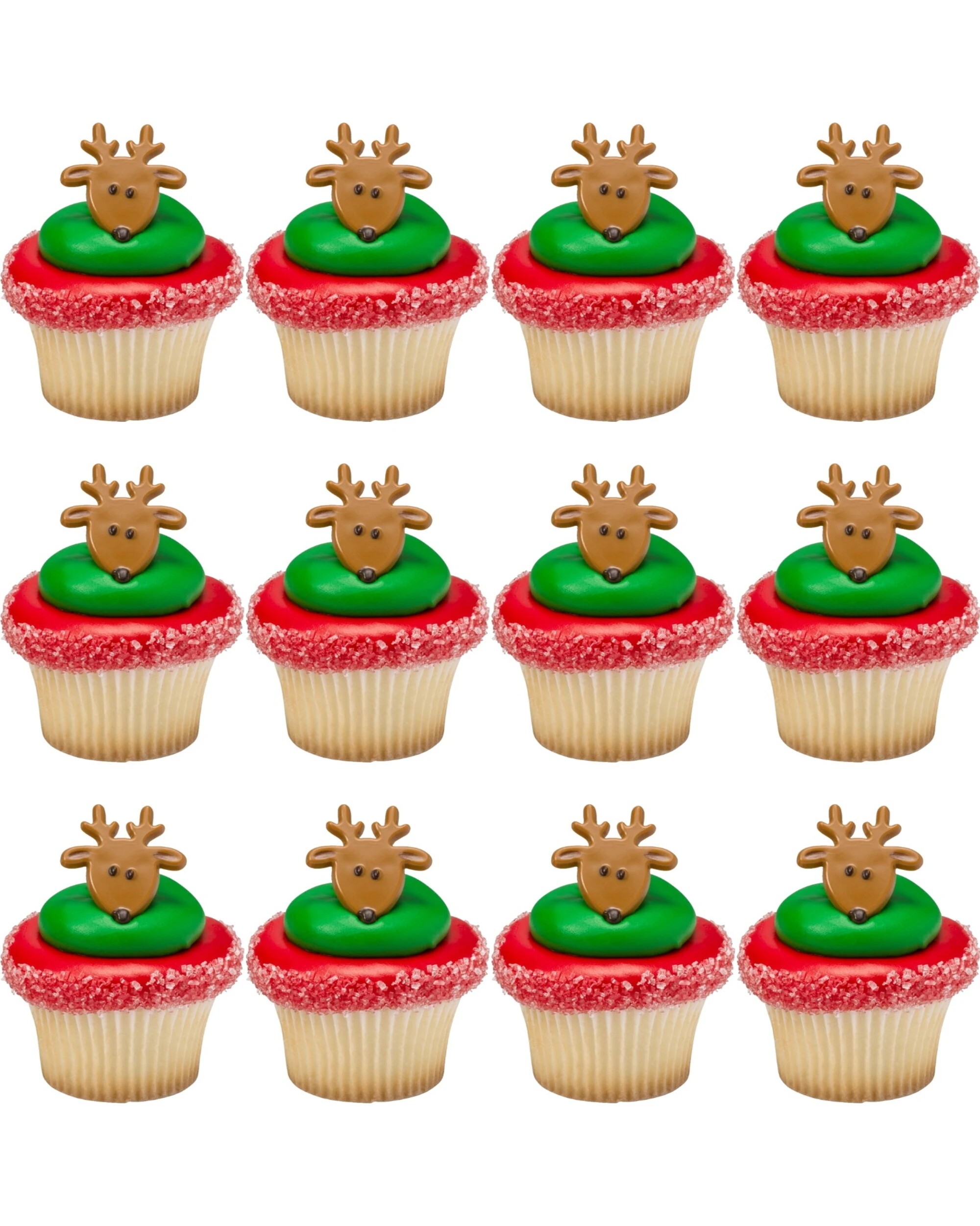 1 DecoPac Reindeer Cupcake Rings Pack of 12 - Brown, 1 of 1