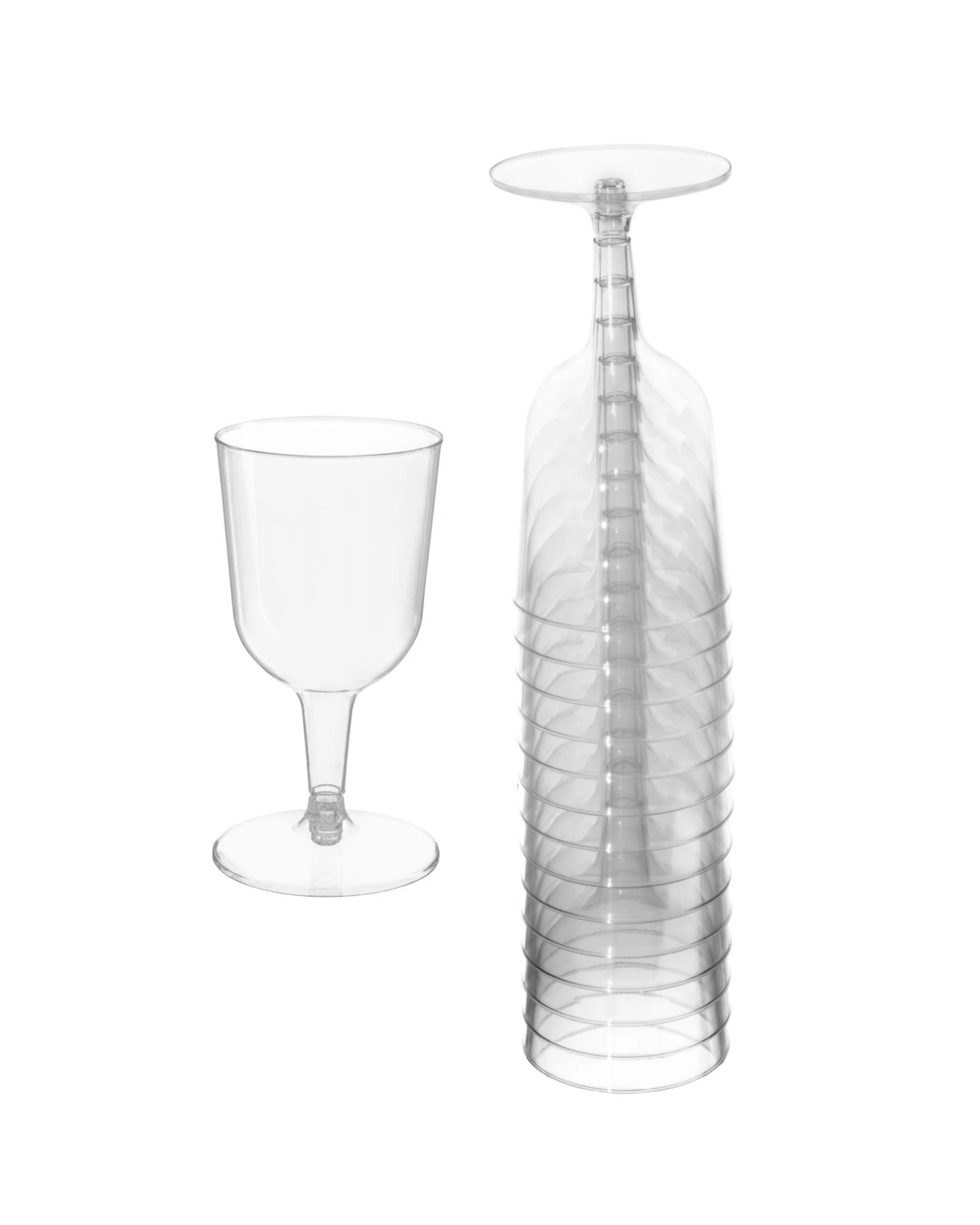 1 Partyware Clear Plastic Wine Glasses Pack of 15, 1 of 2