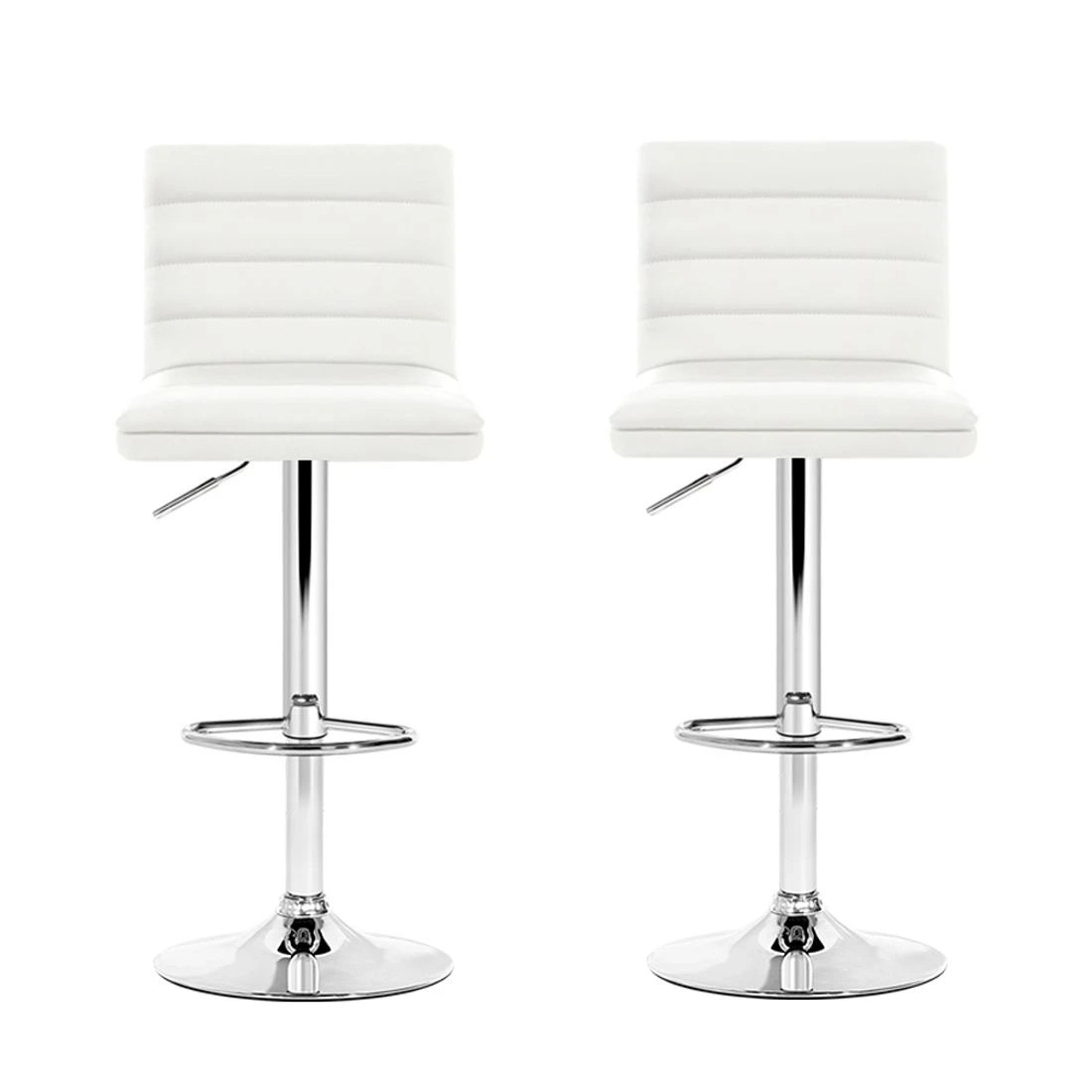 4 Artiss 2x Bar Stools Padded Leather Gas Lift - White, 4 of 9