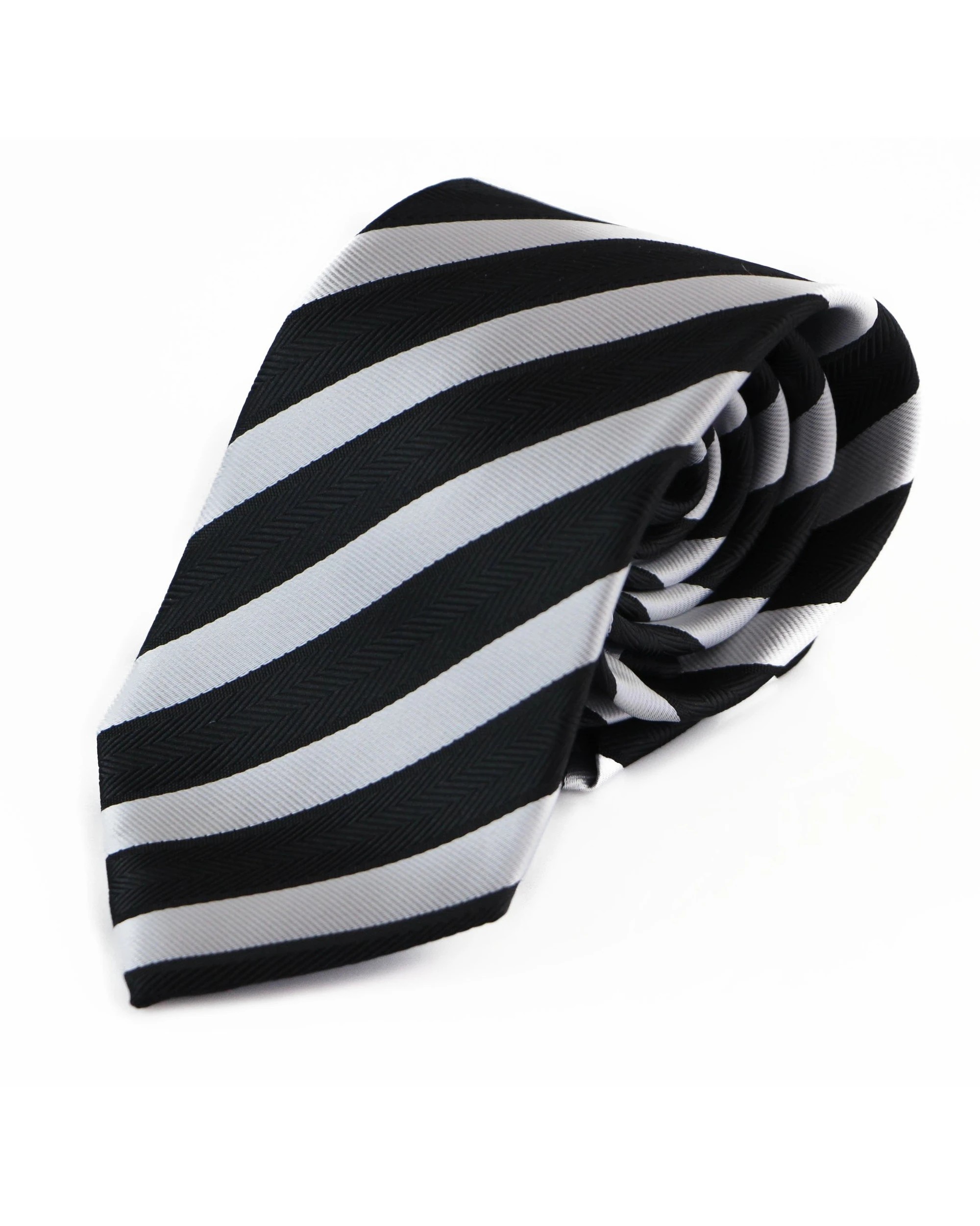 2 Zasel Mens Black & Grey Striped Patterned 8cm Neck Tie - Multi, 2 of 3